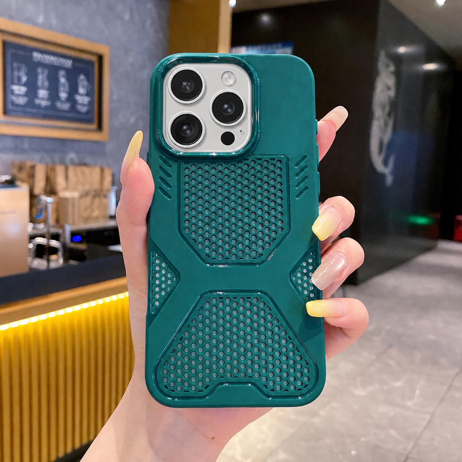 For iPhone 14 Pro Max X Armor Heat Dissipation TPU Phone Case(Dark Green) - Shopkiz.com