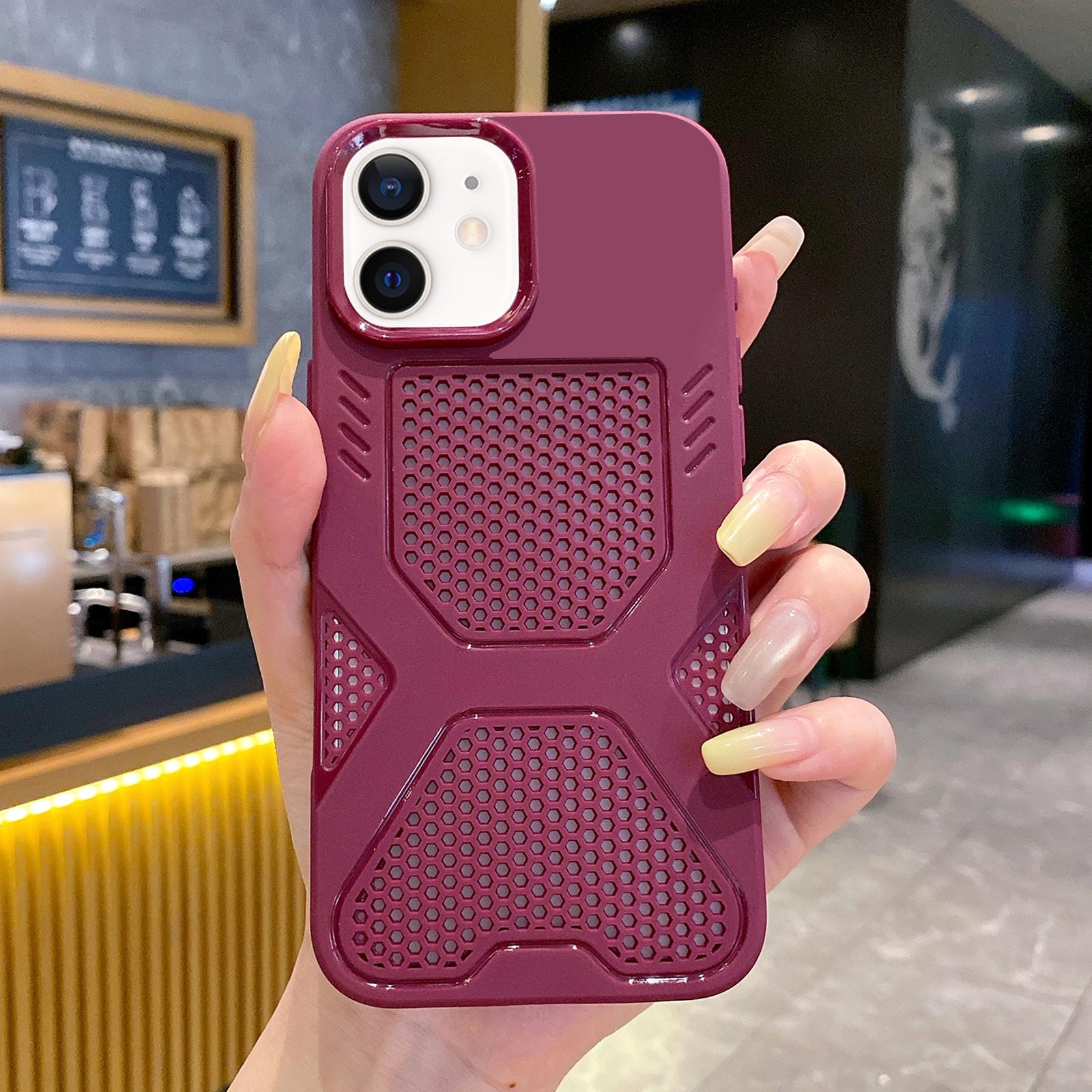 For iPhone 11 X Armor Heat Dissipation TPU Phone Case(Wine Red) - Shopkiz.com