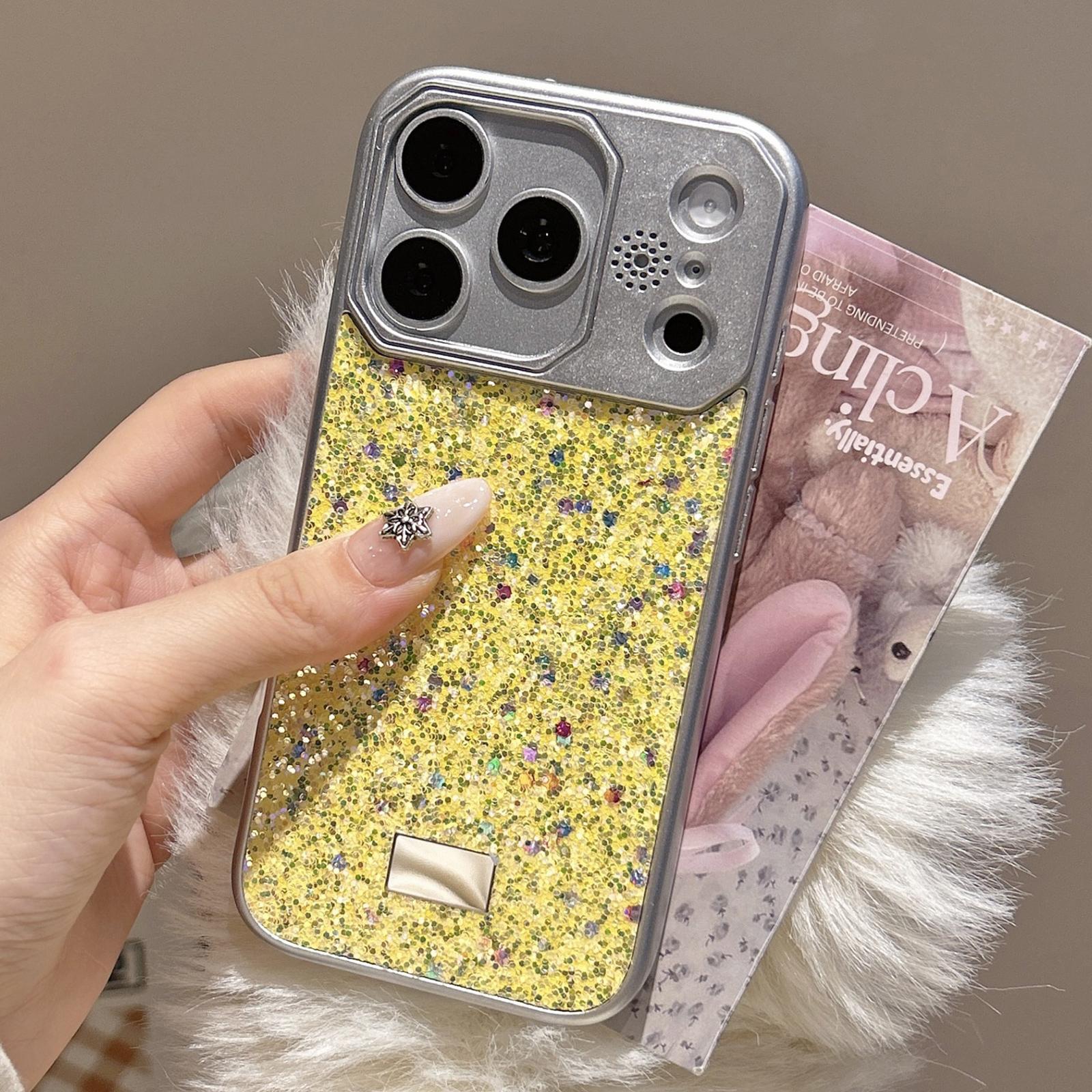 For iPhone 17 Pro Max Starry Sequin Diamond PC Phone Case(Yellow) - Shopkiz.com
