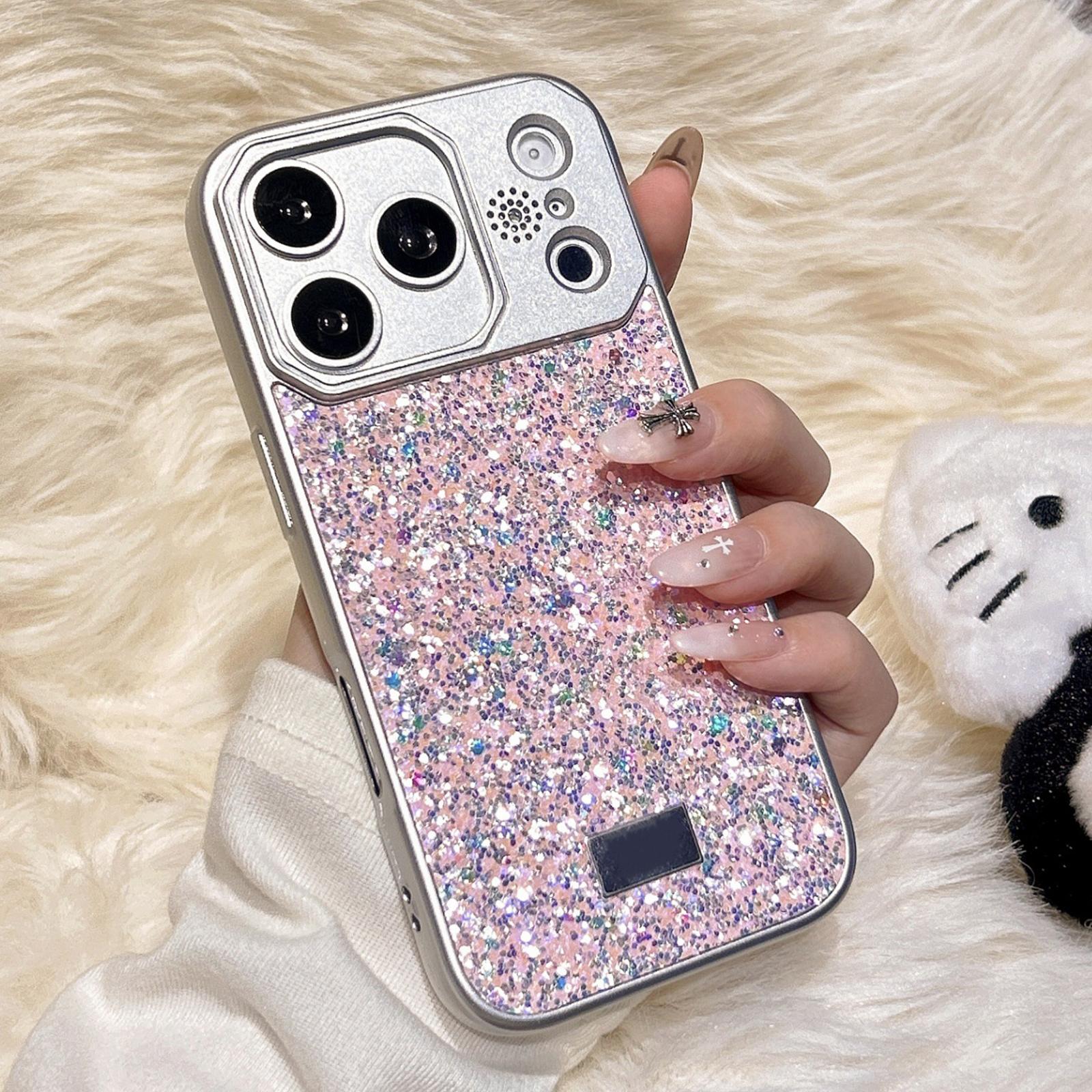 For iPhone 17 Pro Max Starry Sequin Diamond PC Phone Case(Pink) - Shopkiz.com