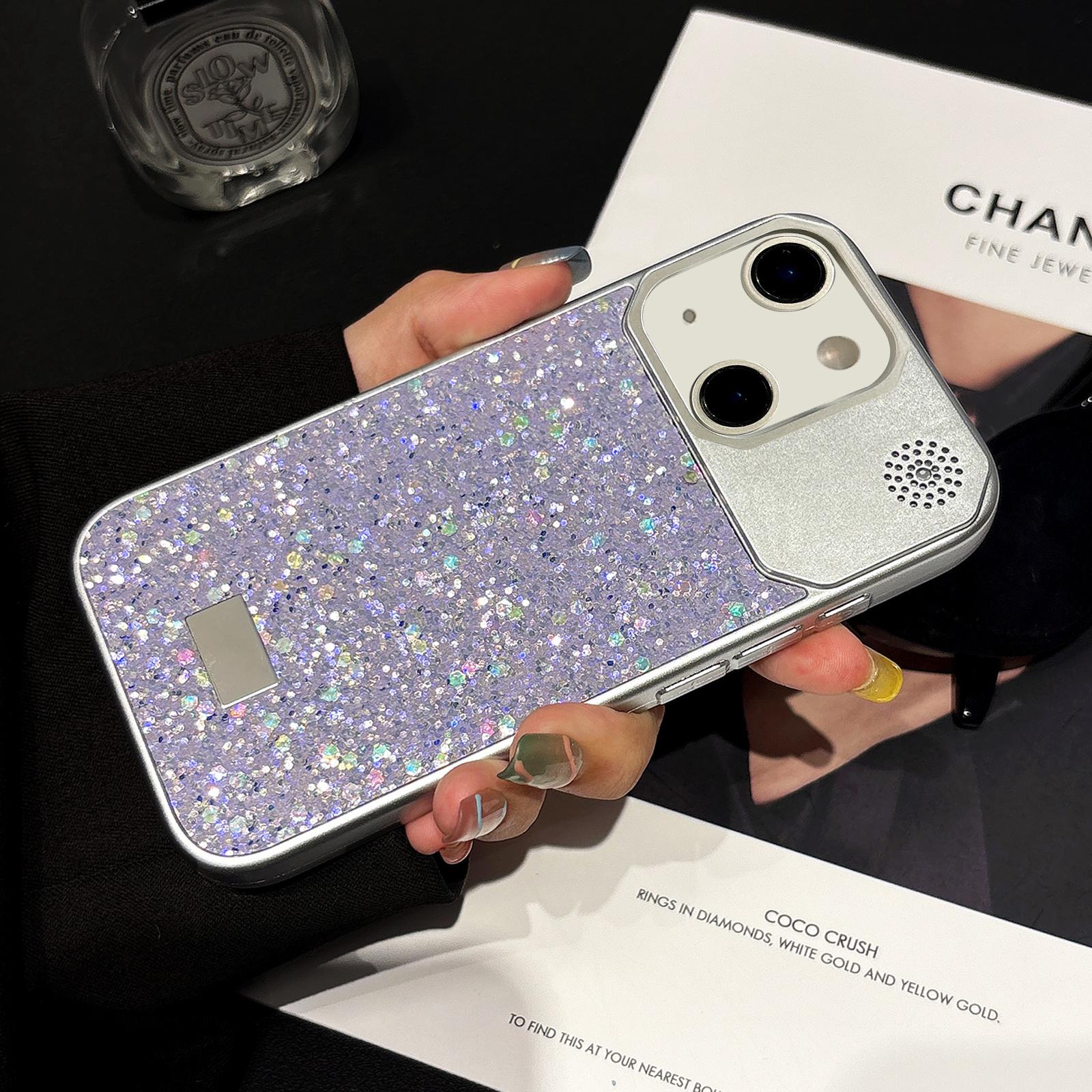 For iPhone 15 Starry Sequin Diamond PC Phone Case(Light Purple) - Shopkiz.com