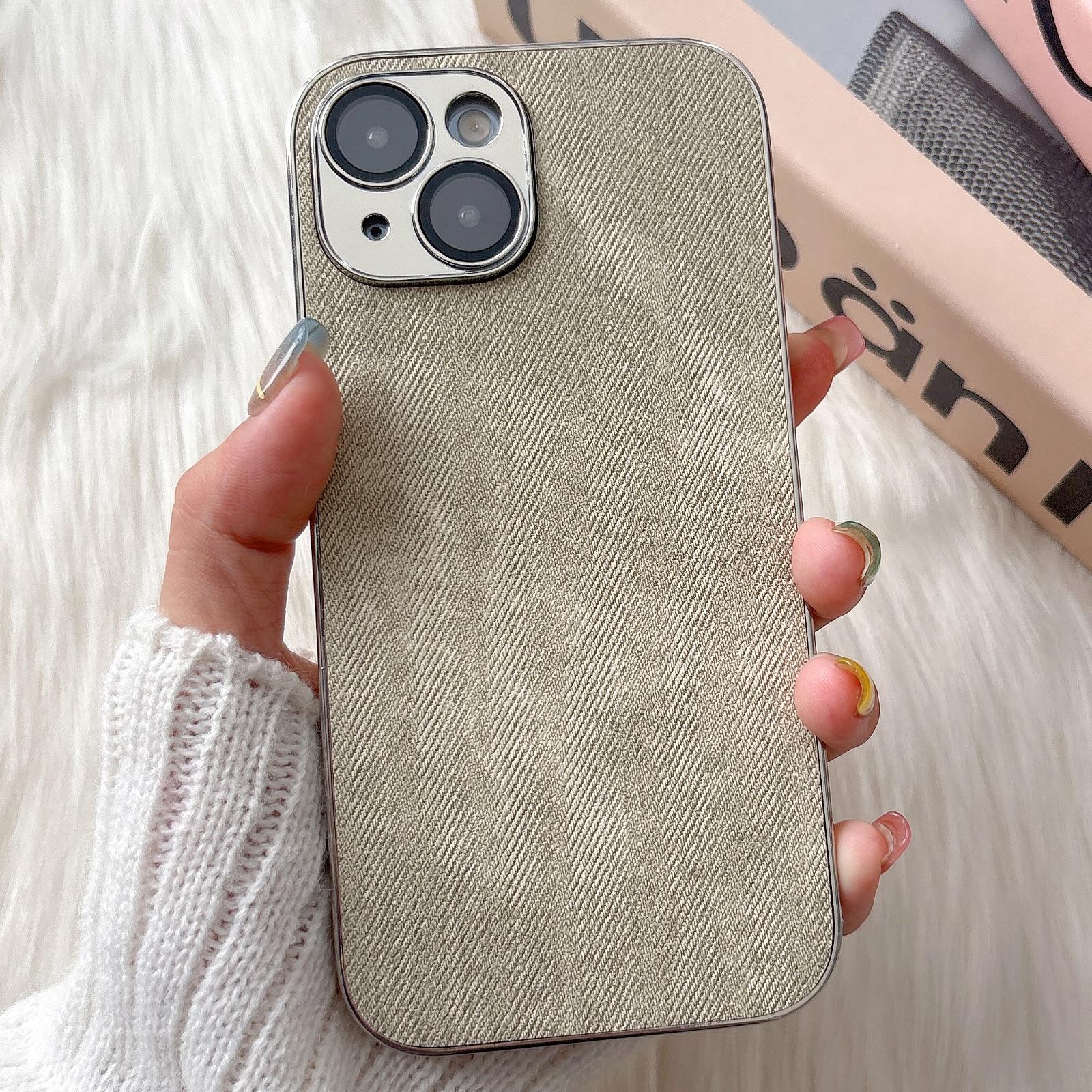 For iPhone 15 Denim Pattern TPU Shockproof Phone Case(Titanium Gray Fabric) - Shopkiz.com
