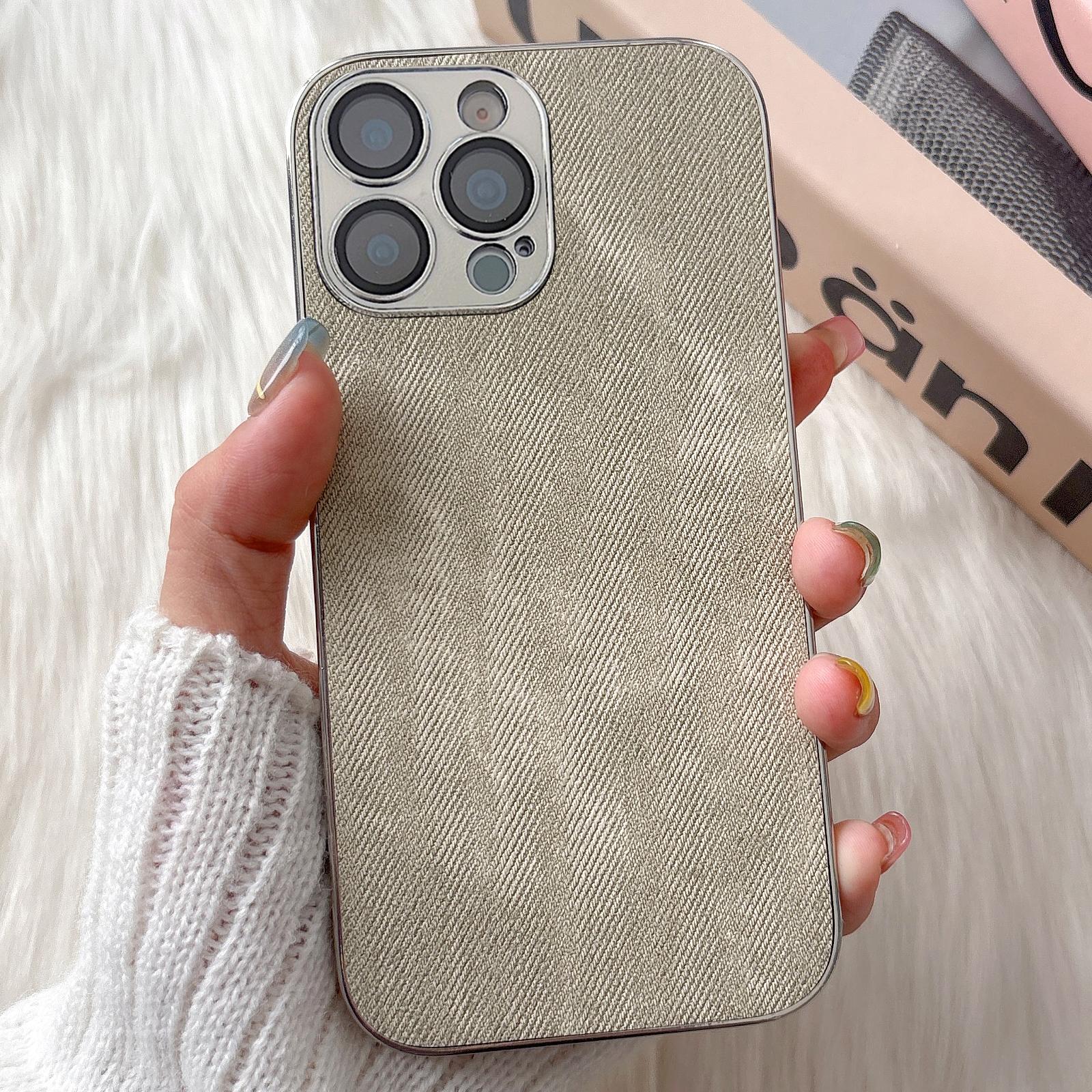 For iPhone 15 Pro Denim Pattern TPU Shockproof Phone Case(Titanium Gray Fabric) - Shopkiz.com