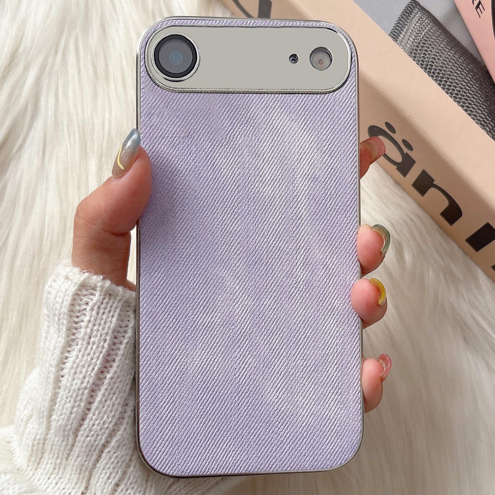 For iPhone Air Denim Pattern TPU Shockproof Phone Case(Light Purple Fabric) - Shopkiz.com