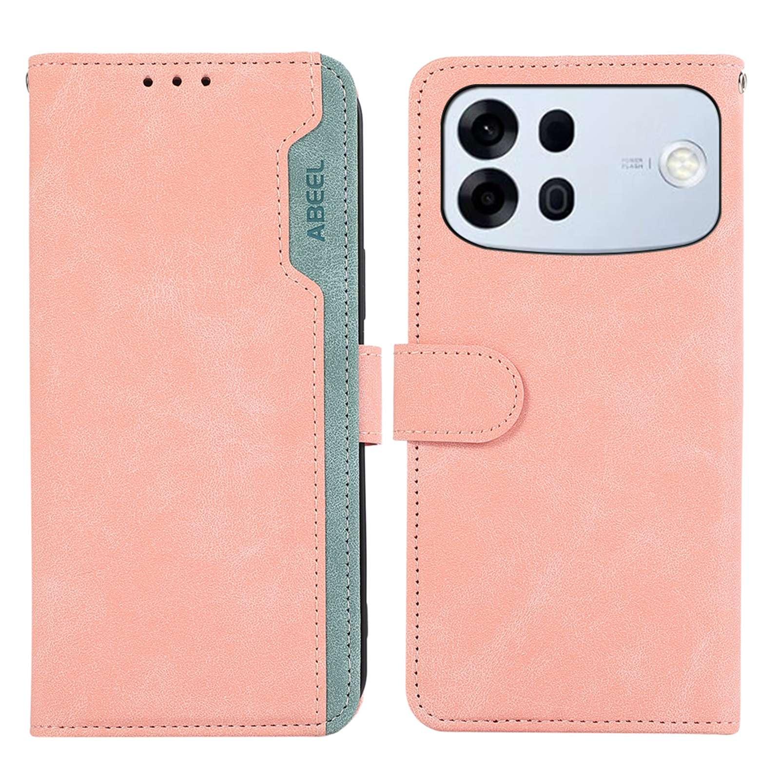 For OPPO A7 Pro Max 5G ABEEL Frosted Magnetic RFID Leather Phone Case(Pink) - Shopkiz.com