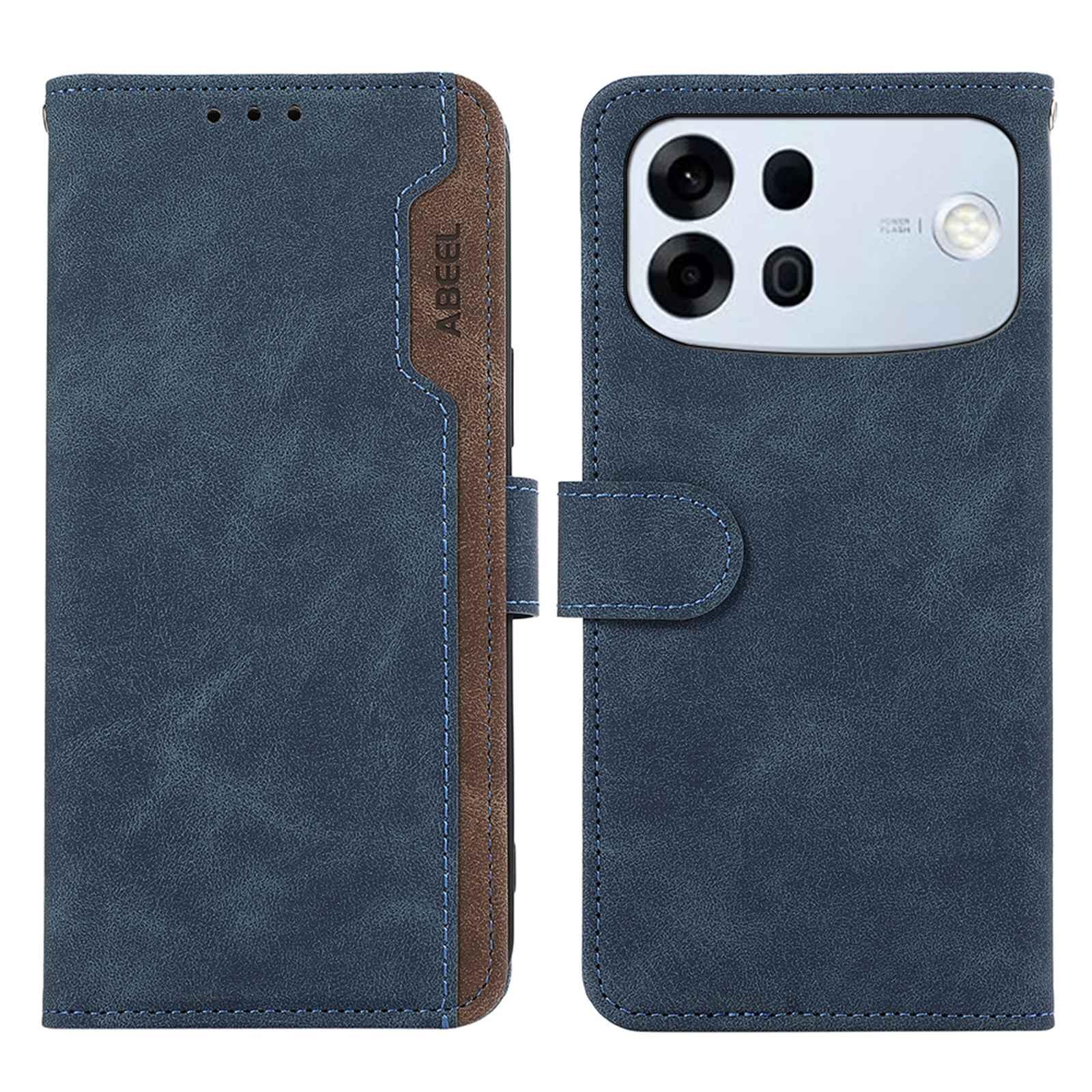 For OPPO A7 Pro Max 5G ABEEL Frosted Magnetic RFID Leather Phone Case(Blue) - Shopkiz.com