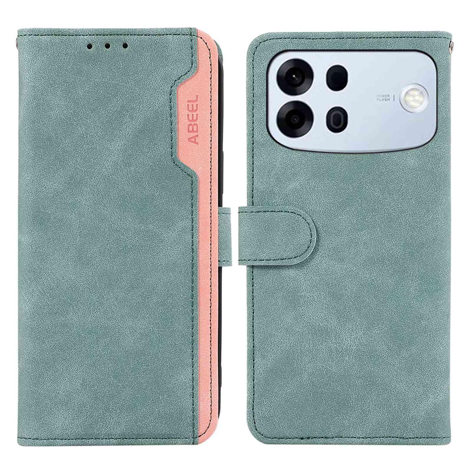 For OPPO A7 Pro Max 5G ABEEL Frosted Magnetic RFID Leather Phone Case(Cyan) - Shopkiz.com