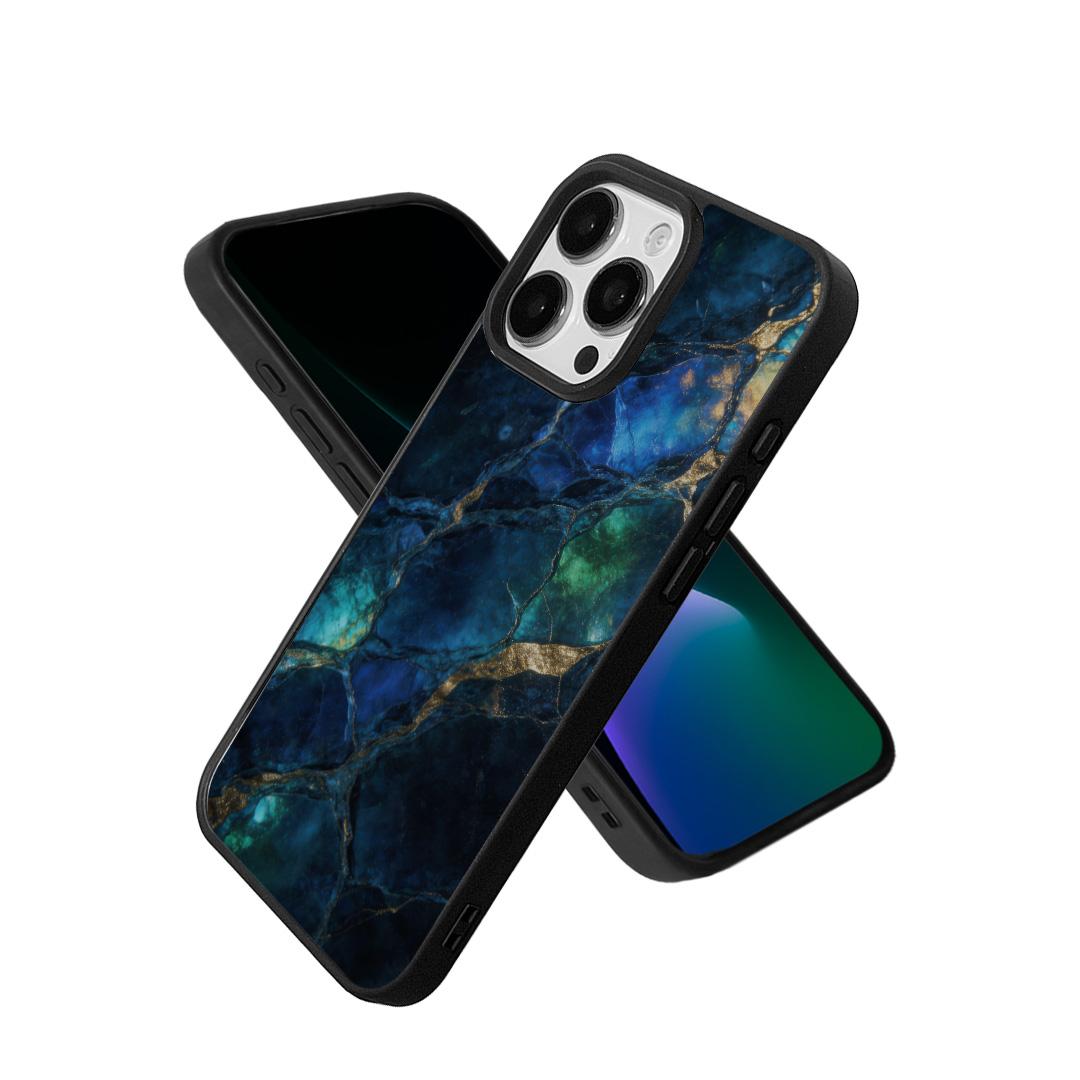 For iPhone 14 Pro Marble Pattern Magnetic Phone Case(Blue Emerald Marble) - Shopkiz.com