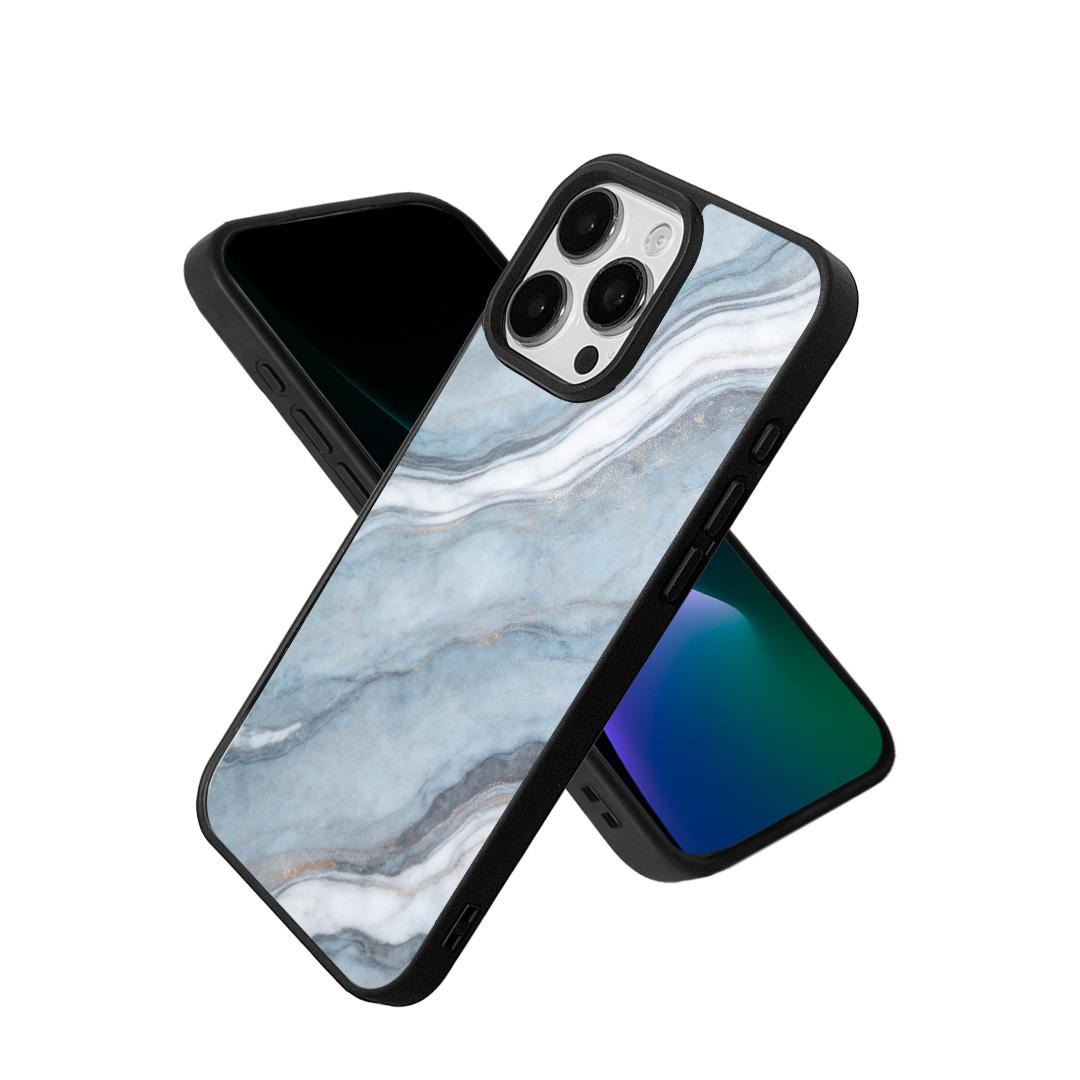 For iPhone 14 Pro Max Marble Pattern Magnetic Phone Case(Blue Gold Sand Marble) - Shopkiz.com