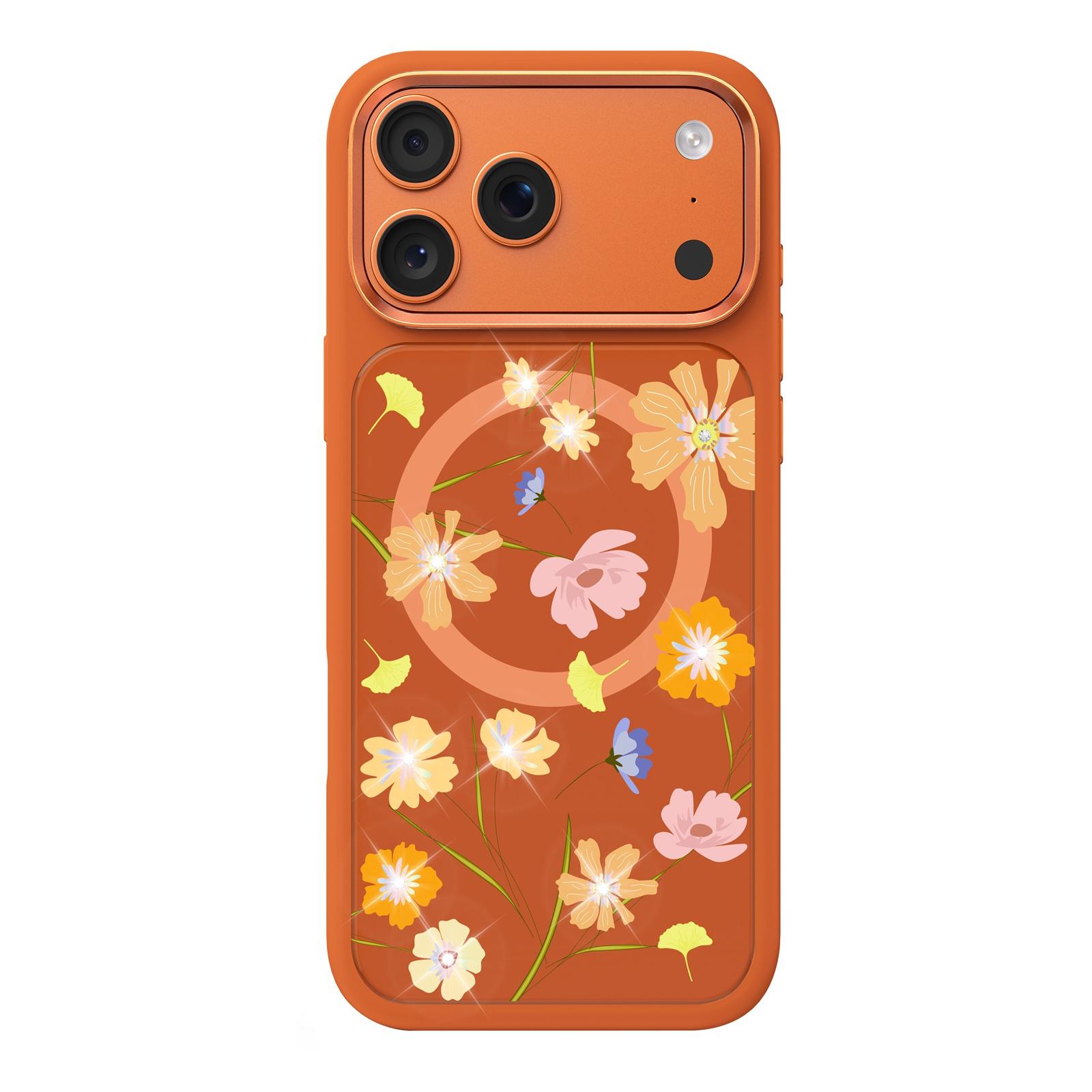 For iPhone 17 Pro Max Mutural Flora Story Series Magnetic Phone Case(Bright Orange) - Shopkiz.com