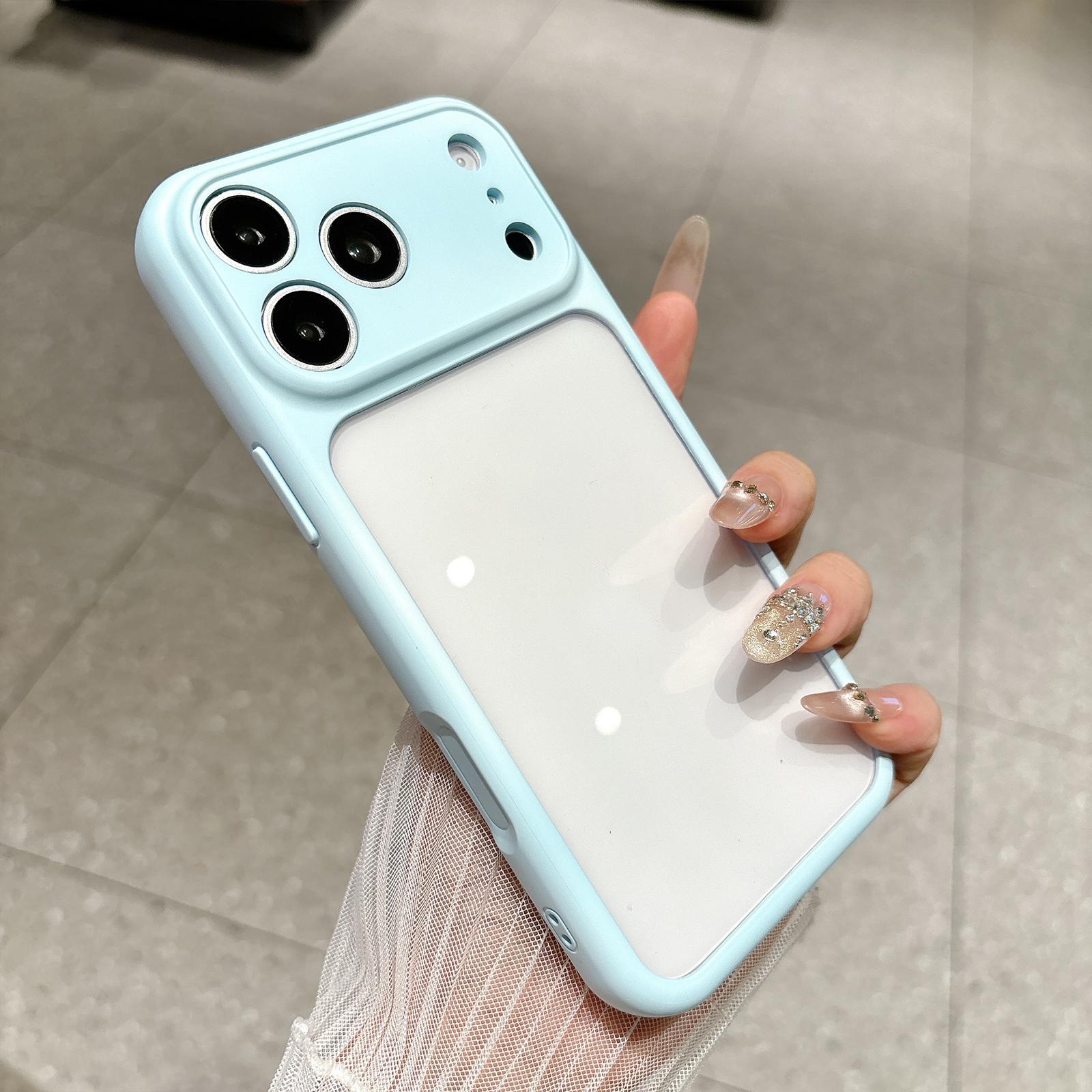 For iPhone 17 Pro Change to 17 Pro Soft Gauze Transparent Acrylic Phone Case(Sky Blue) - Shopkiz.com