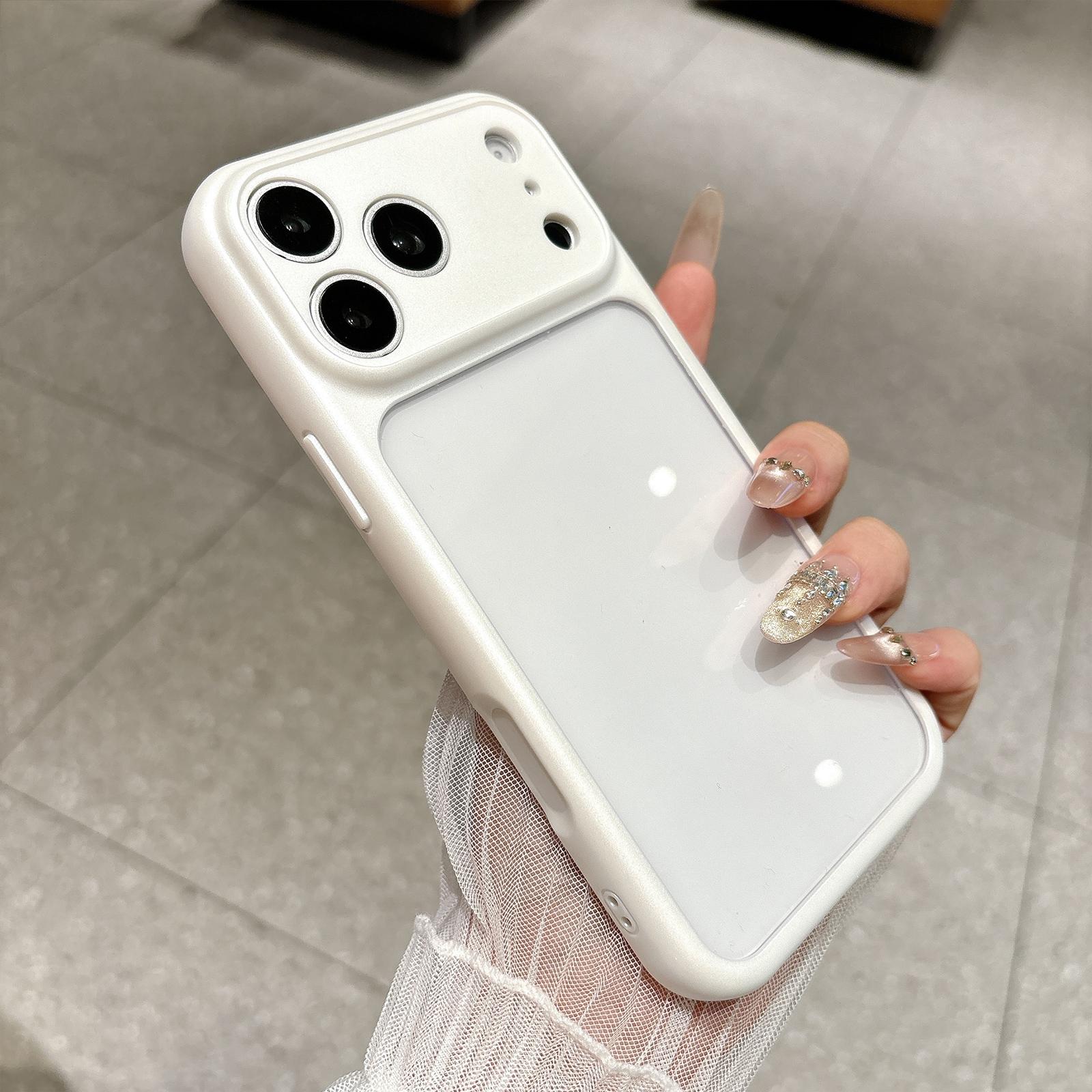 For iPhone 17 Pro Change to 17 Pro Soft Gauze Transparent Acrylic Phone Case(White) - Shopkiz.com