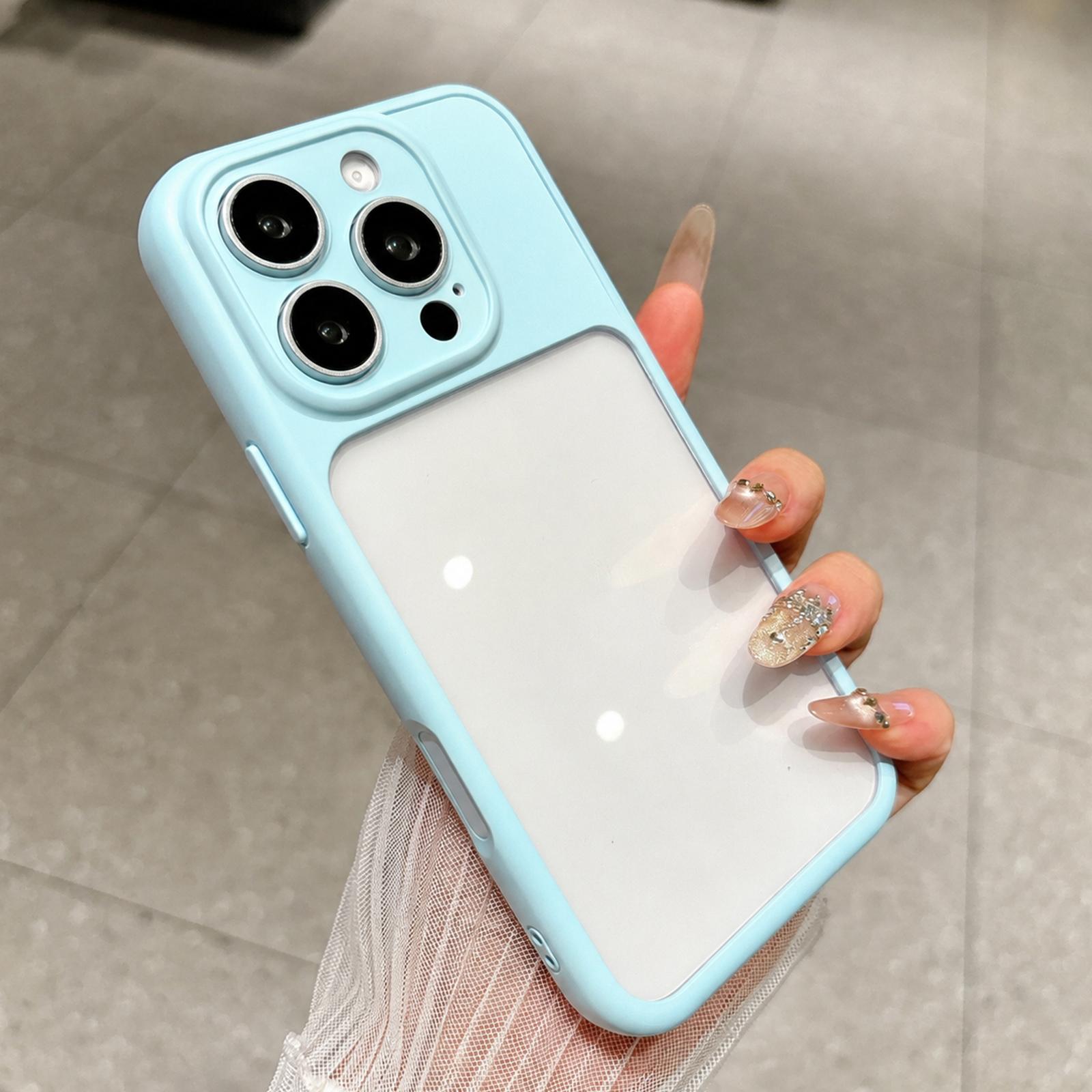 For iPhone 16 Pro Change to 17 Pro Soft Gauze Transparent Acrylic Phone Case(Sky Blue) - Shopkiz.com