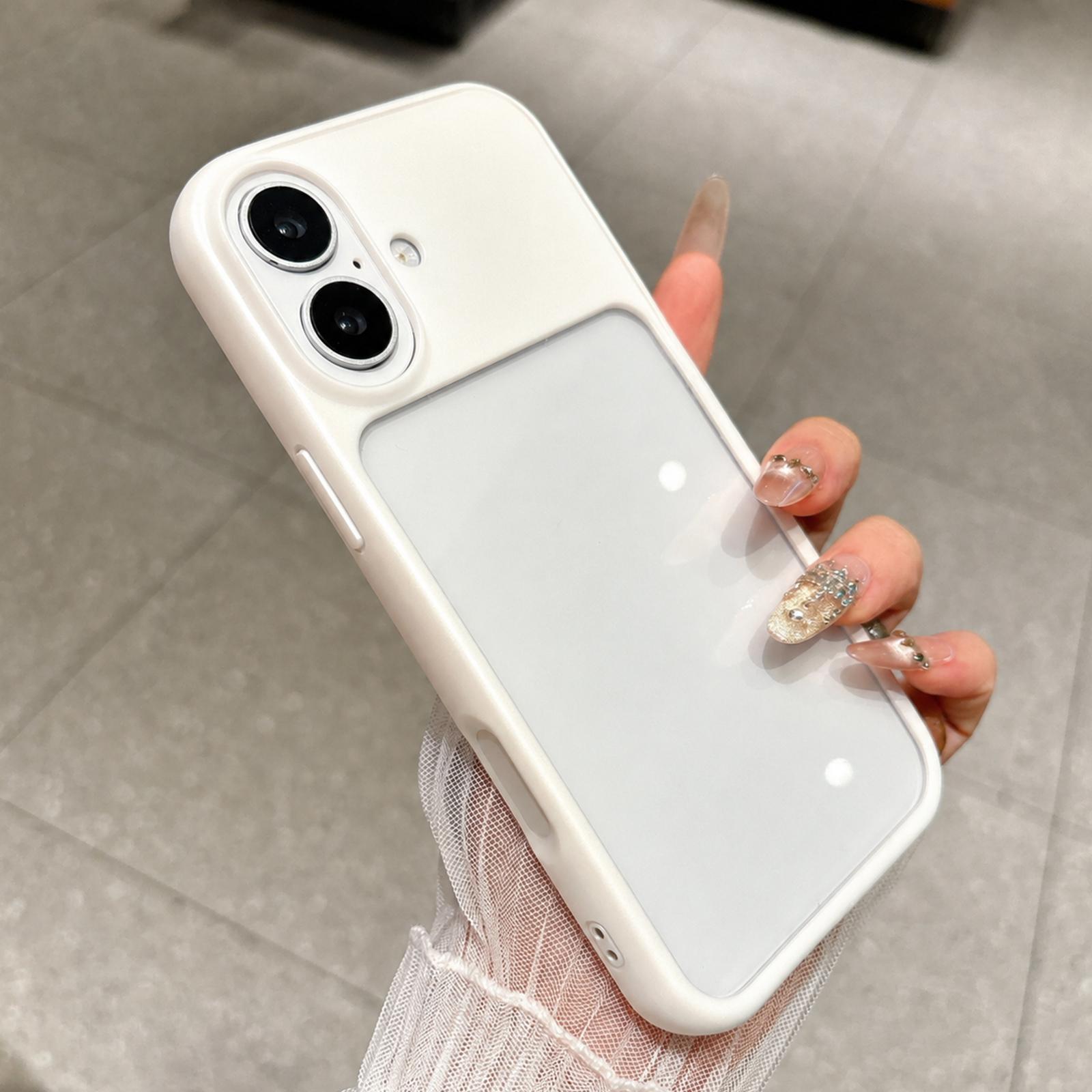 For iPhone 16 Change to 17 Pro Soft Gauze Transparent Acrylic Phone Case(White) - Shopkiz.com