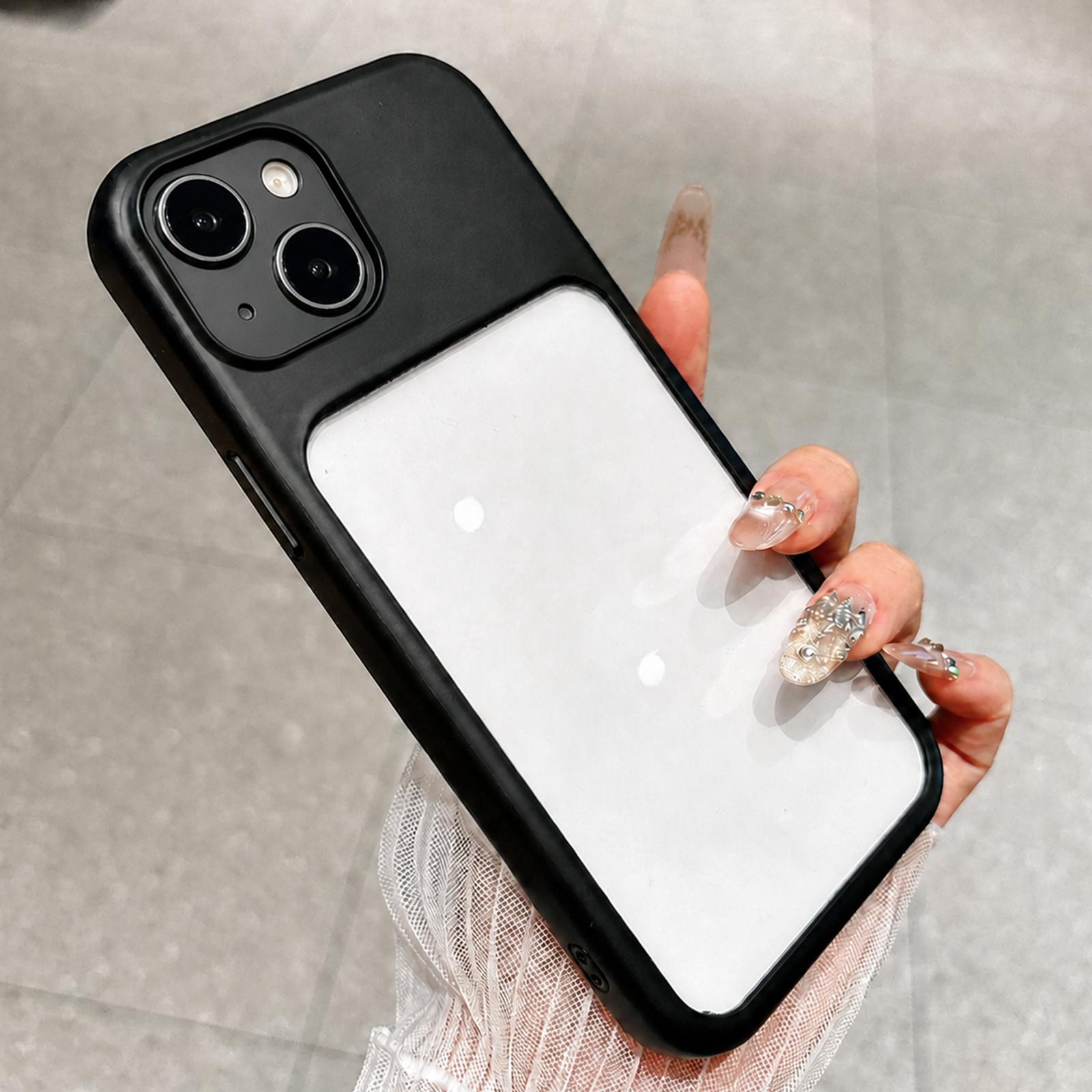 For iPhone 15 Plus Change to 17 Pro Soft Gauze Transparent Acrylic Phone Case(Black) - Shopkiz.com