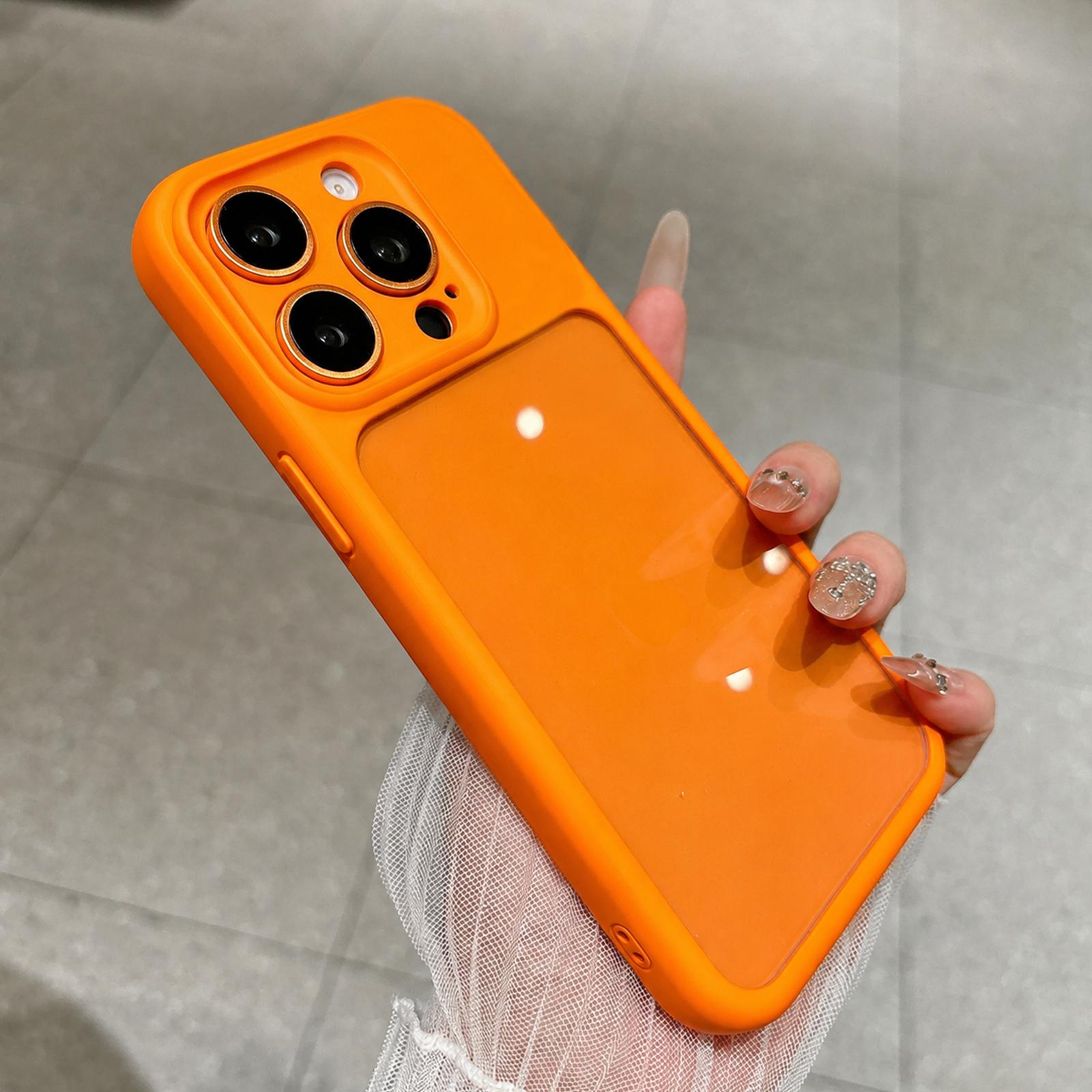 For iPhone 14 Pro Change to 17 Pro Soft Gauze Transparent Acrylic Phone Case(Orange) - Shopkiz.com