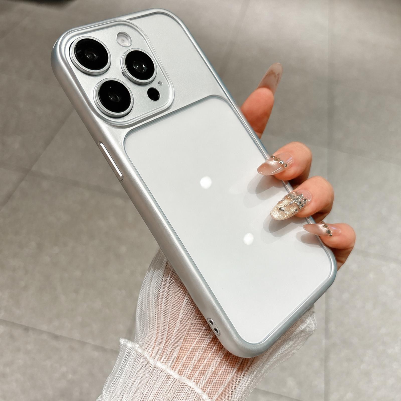 For iPhone 14 Pro Max Change to 17 Pro Soft Gauze Transparent Acrylic Phone Case(Silver) - Shopkiz.com