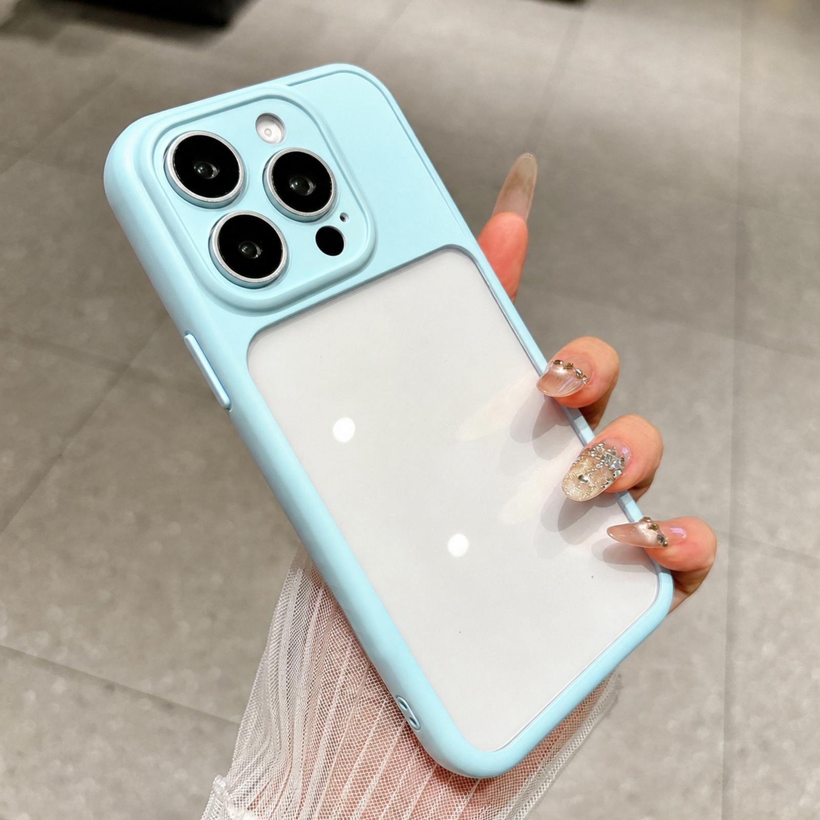 For iPhone 13 Pro Change to 17 Pro Soft Gauze Transparent Acrylic Phone Case(Sky Blue) - Shopkiz.com