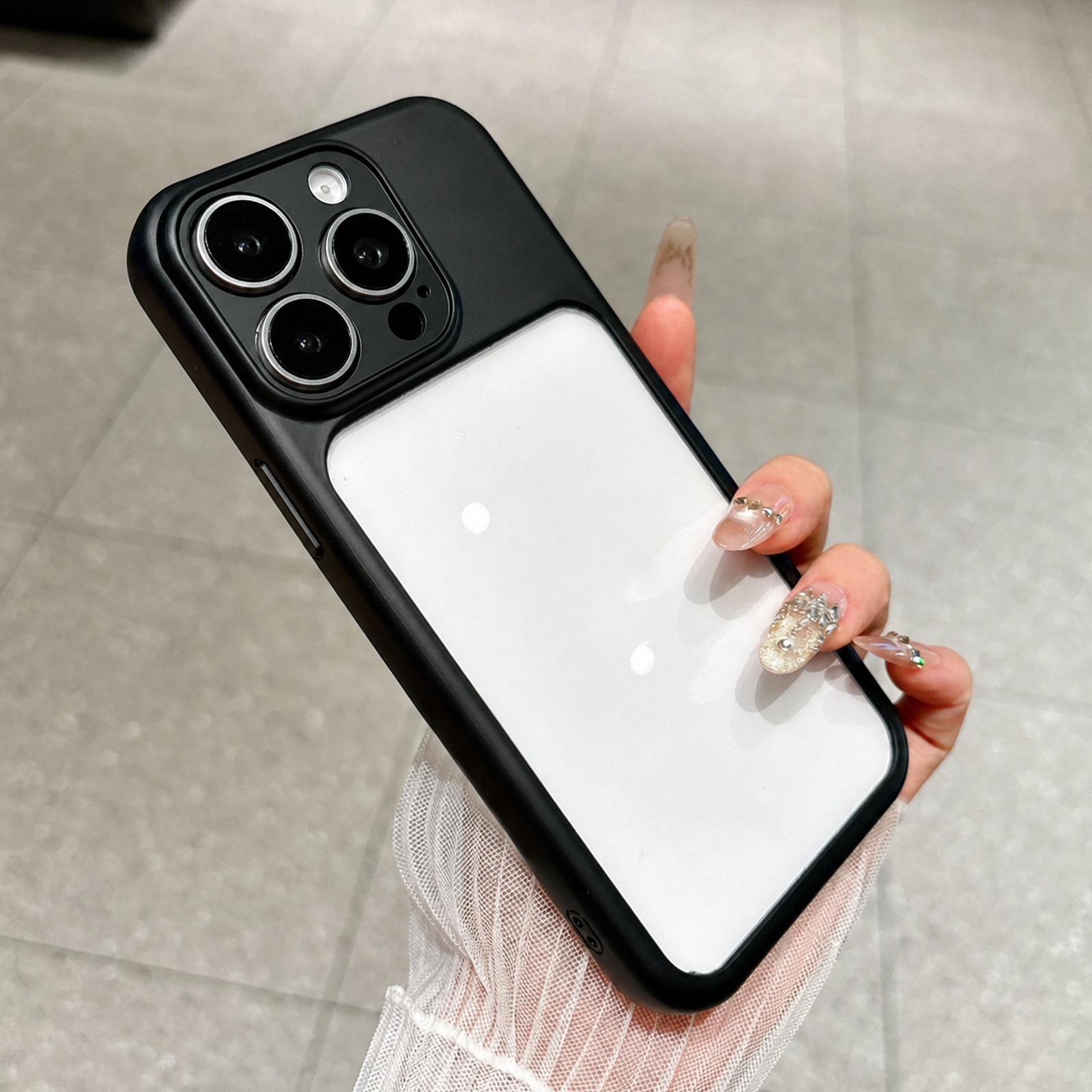 For iPhone 13 Pro Change to 17 Pro Soft Gauze Transparent Acrylic Phone Case(Black) - Shopkiz.com