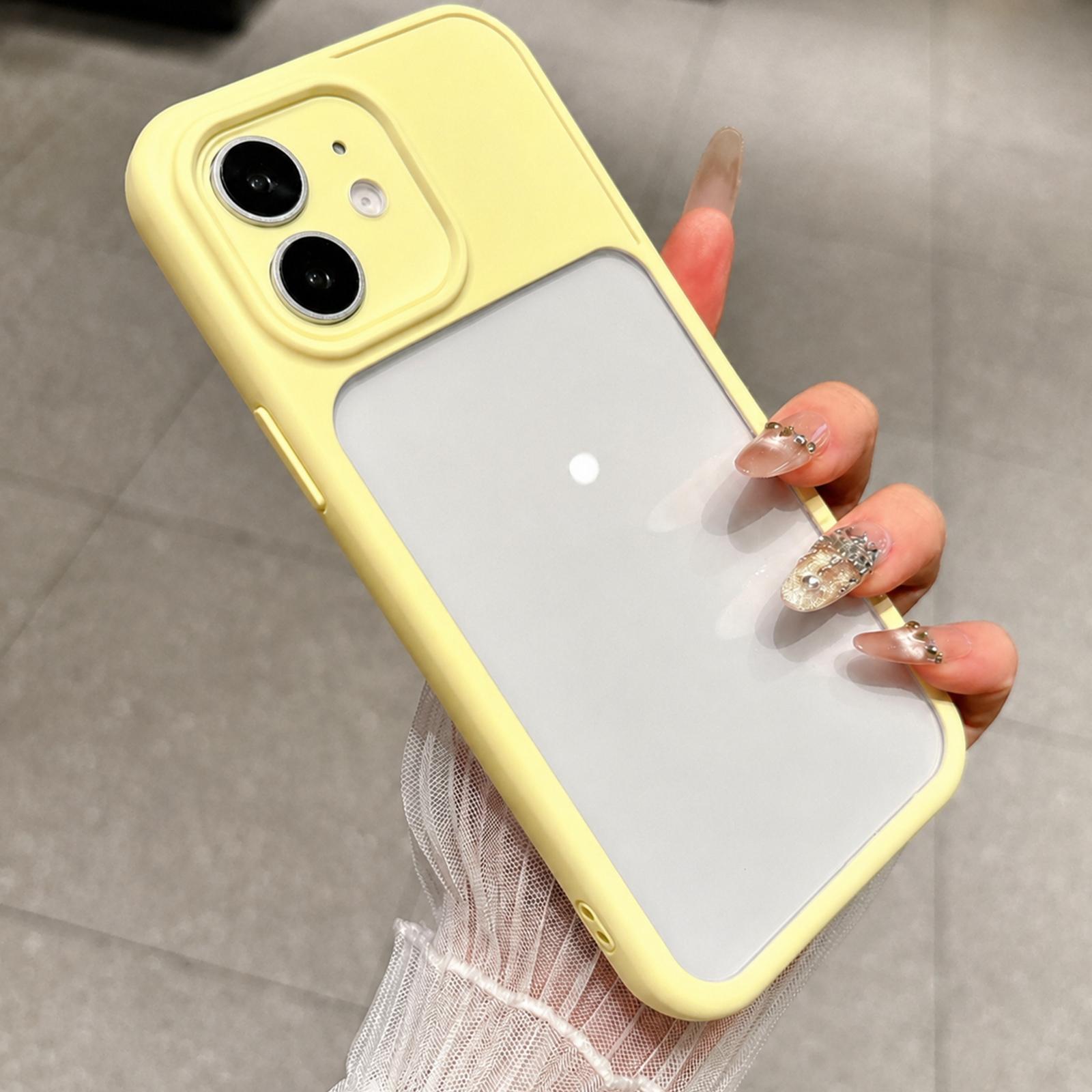 For iPhone 12 Change to 17 Pro Soft Gauze Transparent Acrylic Phone Case(Creamy Yellow) - Shopkiz.com
