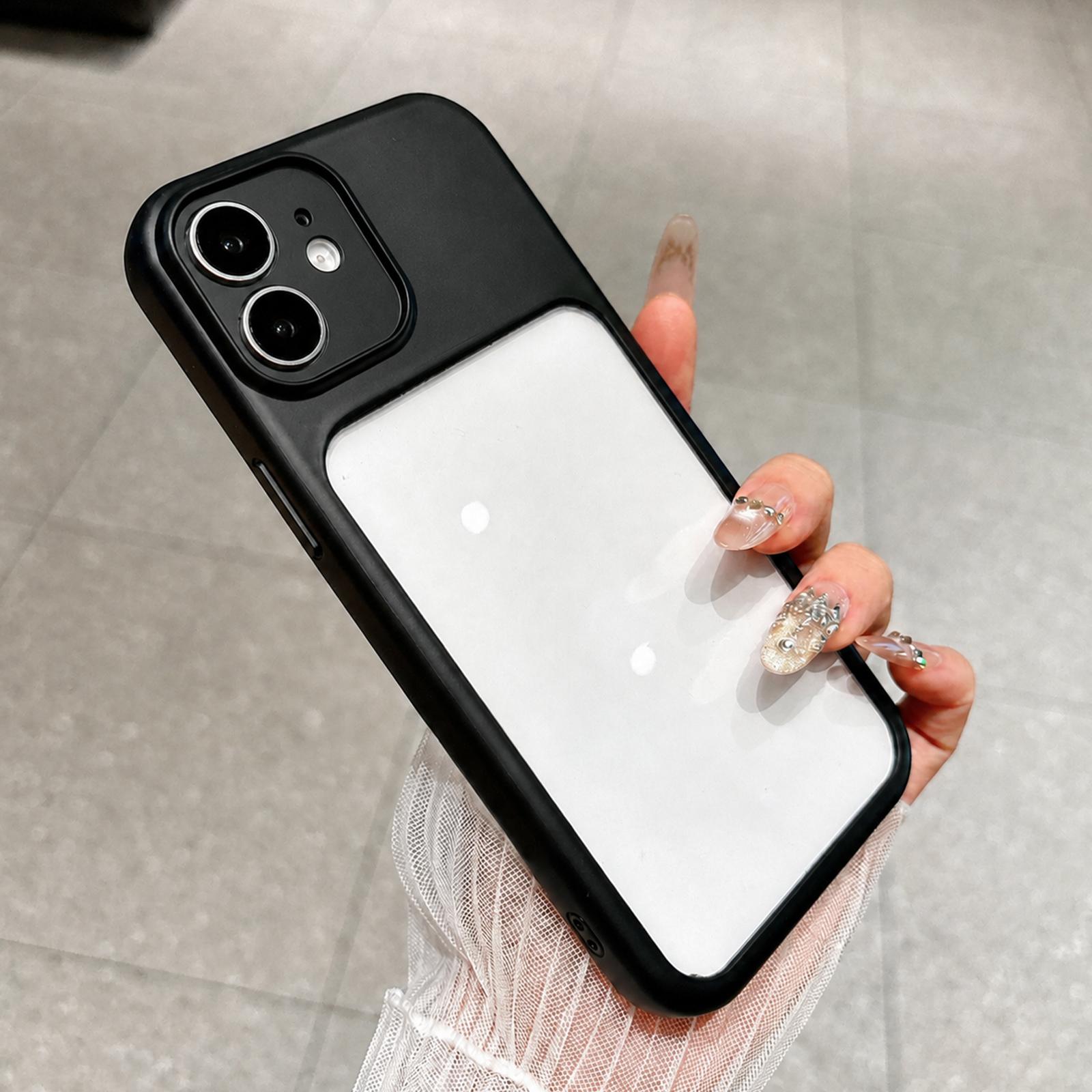 For iPhone 12 Change to 17 Pro Soft Gauze Transparent Acrylic Phone Case(Black) - Shopkiz.com