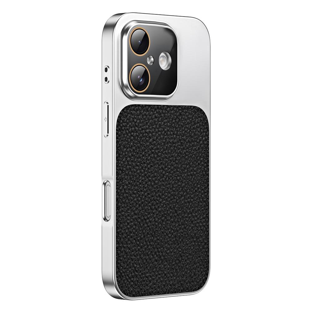 For iPhone 17 Litchi Textured TPU Phone Case with Lens Film(Black) - Shopkiz.com