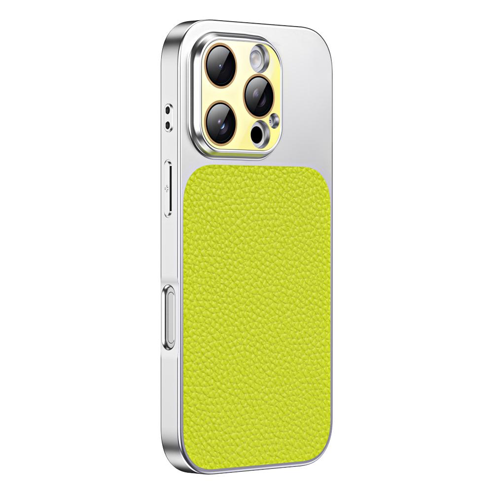 For iPhone 16 Pro Litchi Textured TPU Phone Case with Lens Film(Light Green) - Shopkiz.com