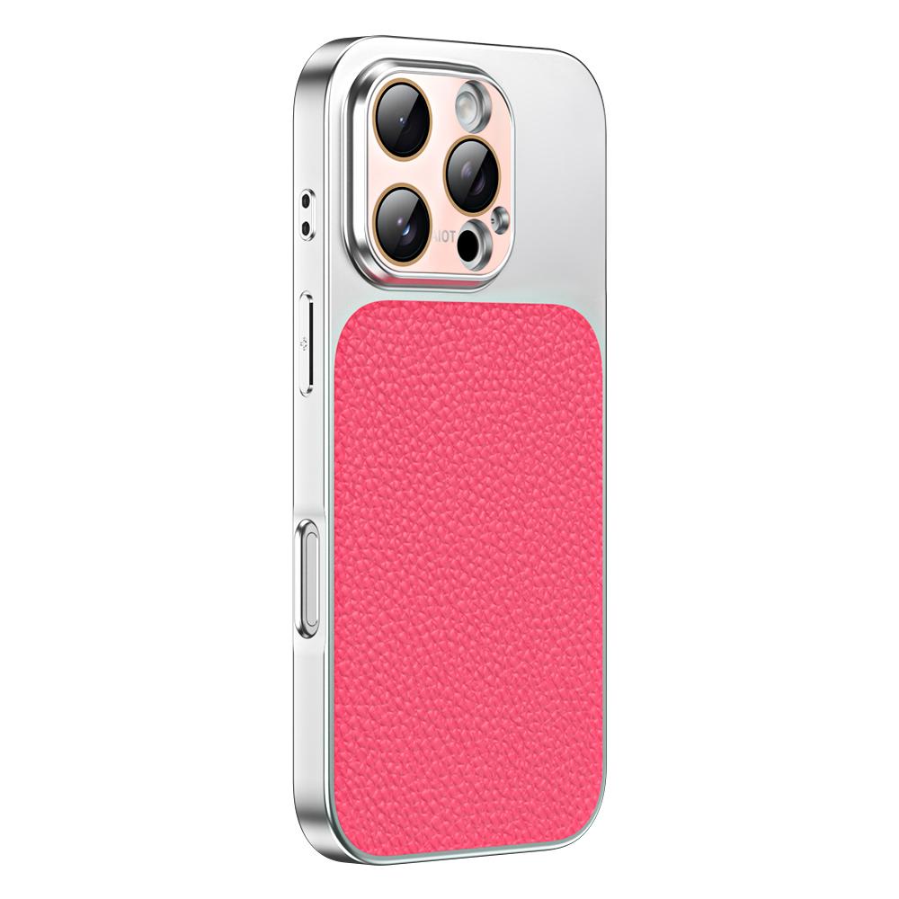 For iPhone 16 Pro Litchi Textured TPU Phone Case with Lens Film(Rose Pink) - Shopkiz.com