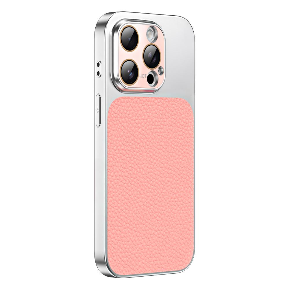 For iPhone 14 Pro Max Litchi Textured TPU Phone Case with Lens Film(Light Pink) - Shopkiz.com