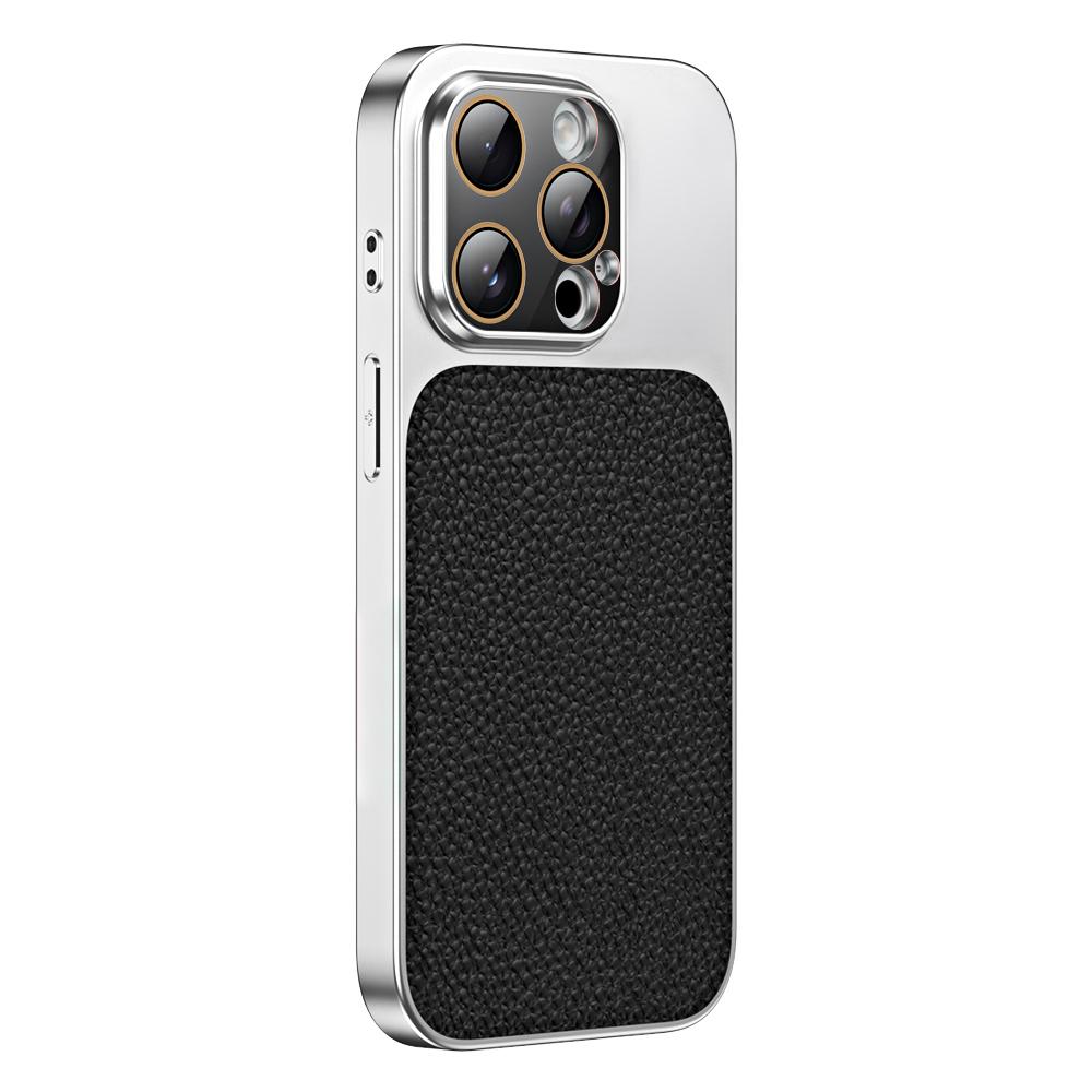 For iPhone 13 Pro Max Litchi Textured TPU Phone Case with Lens Film(Black) - Shopkiz.com