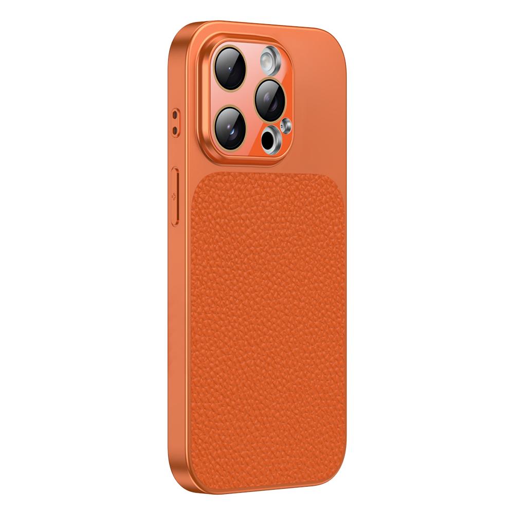 For iPhone 13 Pro Litchi Textured TPU Phone Case with Lens Film(Orange) - Shopkiz.com