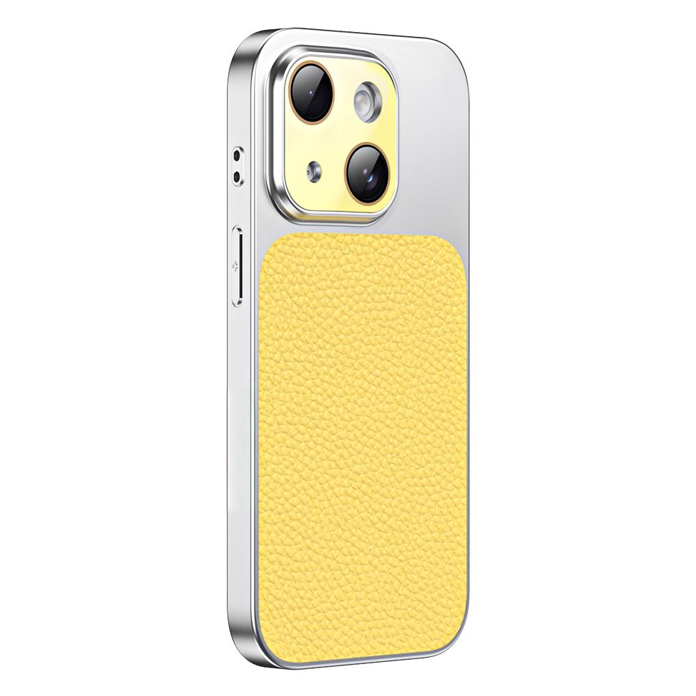 For iPhone 13 Litchi Textured TPU Phone Case with Lens Film(Creamy Yellow) - Shopkiz.com