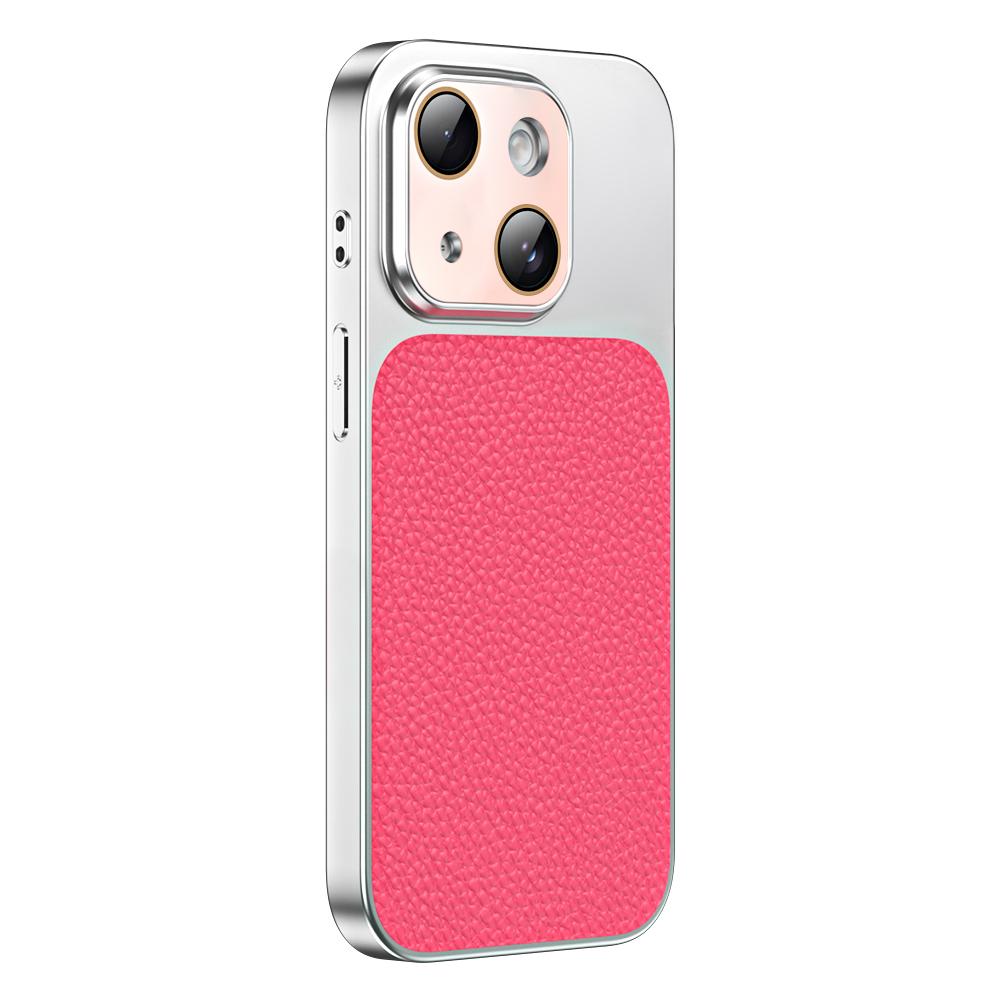 For iPhone 13 Litchi Textured TPU Phone Case with Lens Film(Rose Pink) - Shopkiz.com