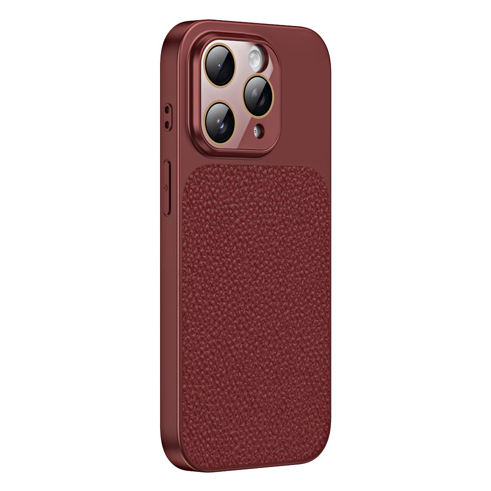 For iPhone 11 Pro Max Litchi Textured TPU Phone Case with Lens Film(Retro Red) - Shopkiz.com