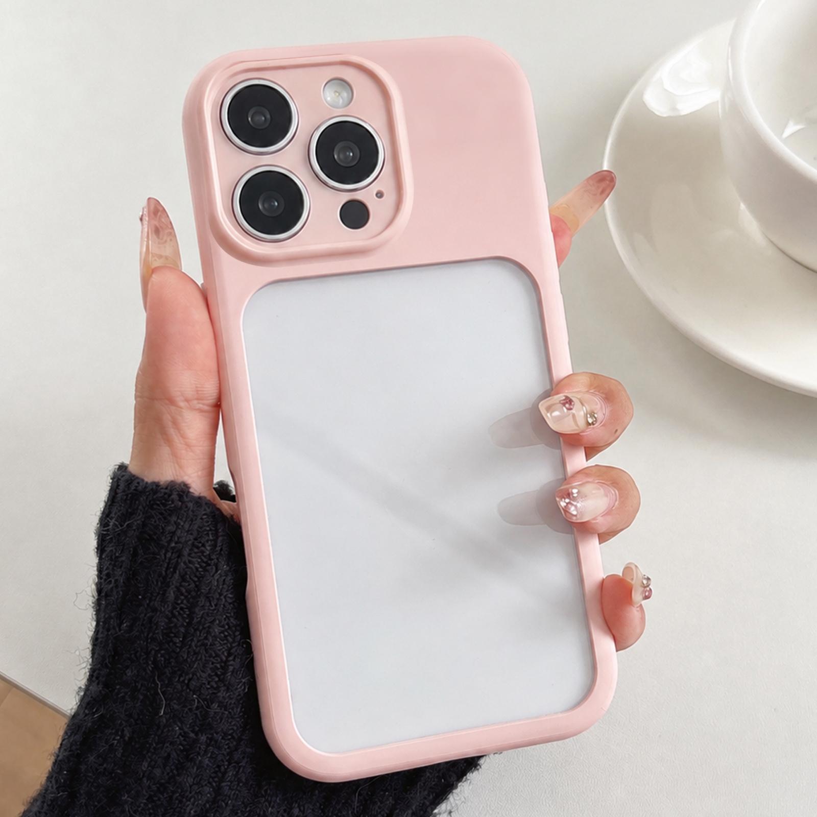 For iPhone 13 Pro Max Soft Color Spray Paint Acrylic TPU Phone Case(Pink) - Shopkiz.com