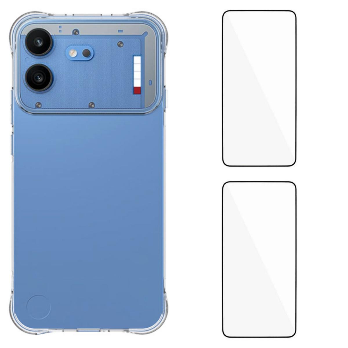 For Nothing Phone 4b WANLONFENG Transparent Four-Corner Shockproof TPU Phone Case with 2pcs Screen Films(Transparent) - Shopkiz.com