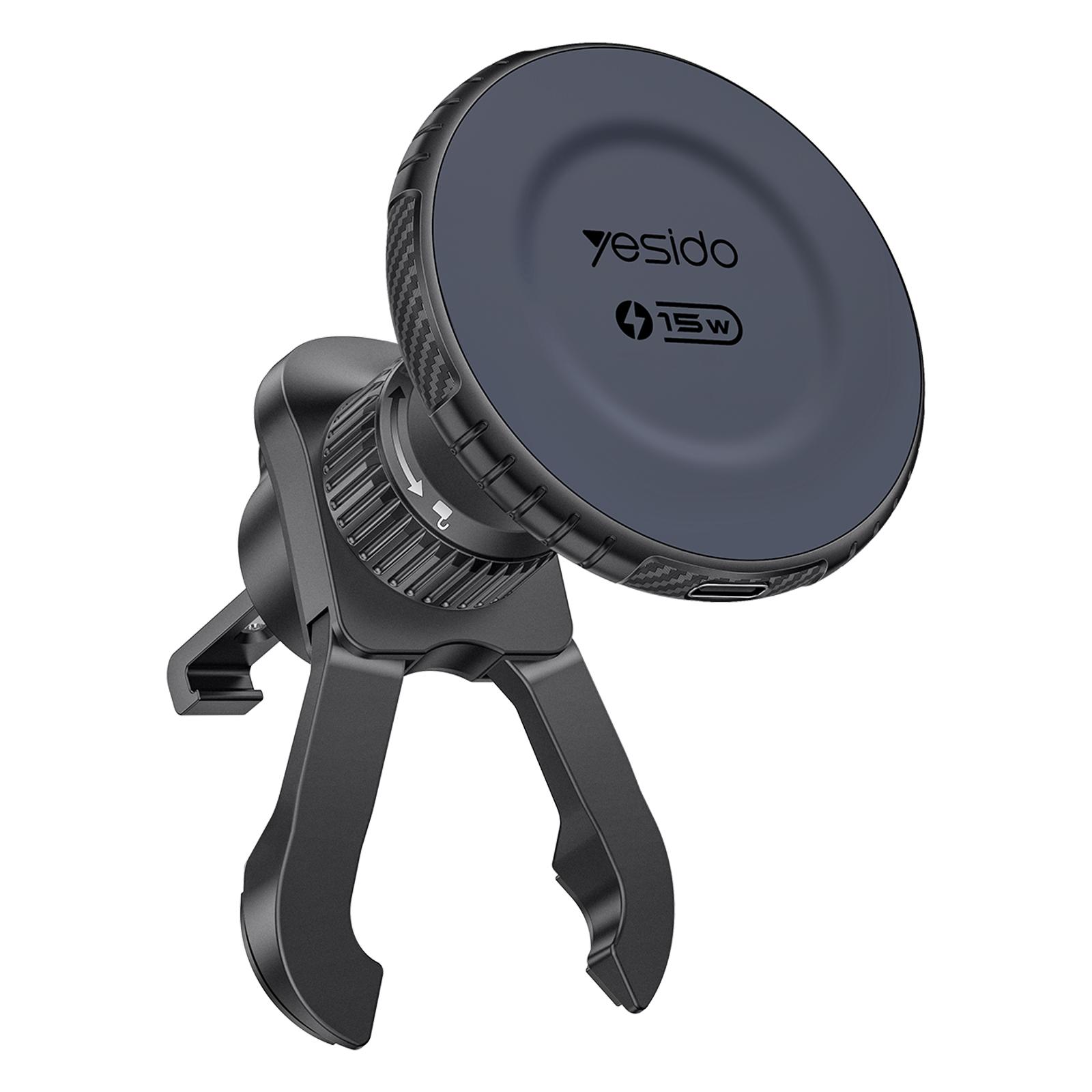 Yesido C319 15W Car Air Vent Magnetic Wireless Fast Charging Phone Holder(Black) - Shopkiz.com