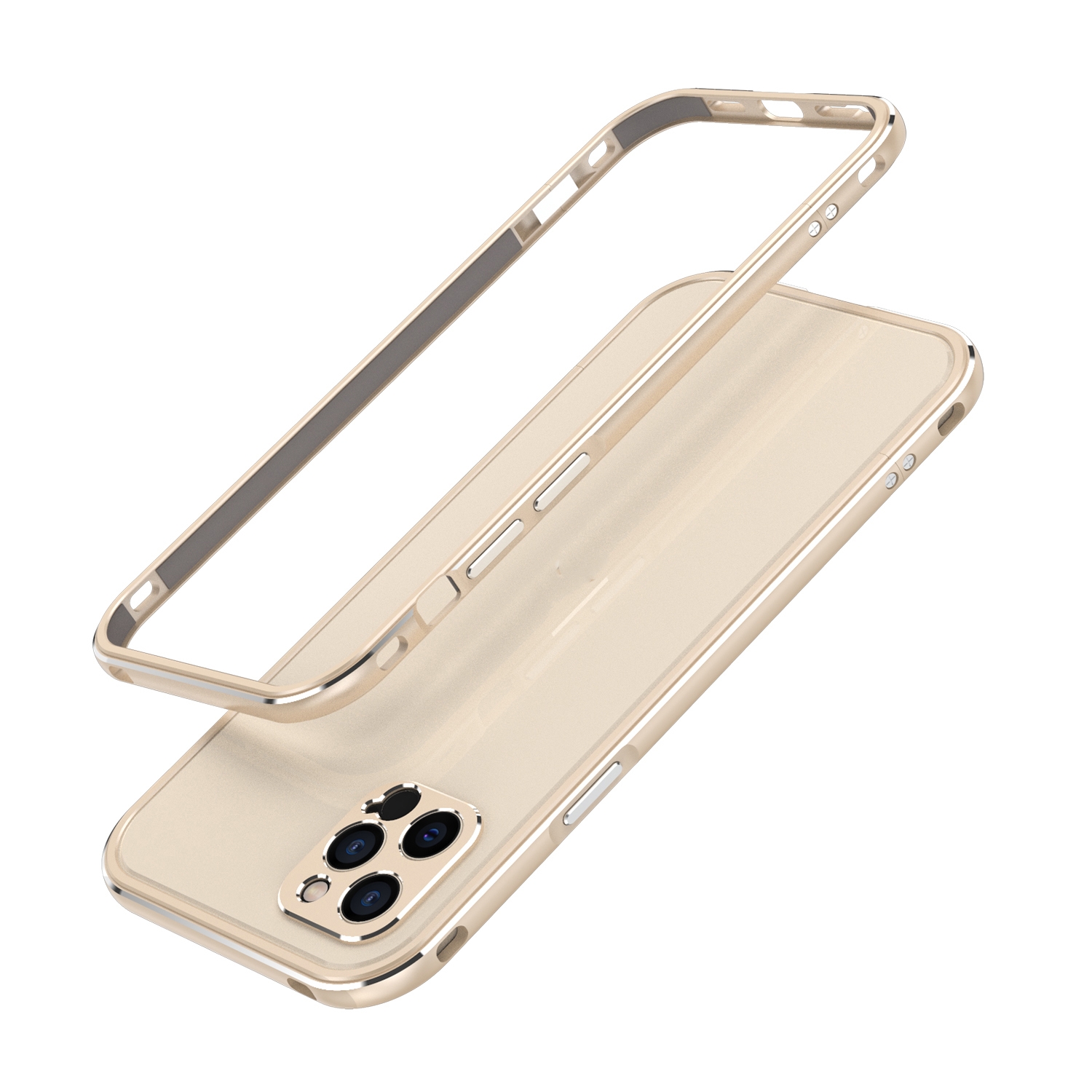 For iPhone 12 mini Aurora Series Lens Protector + Metal Frame Protective Case (Gold) - Shopkiz.com