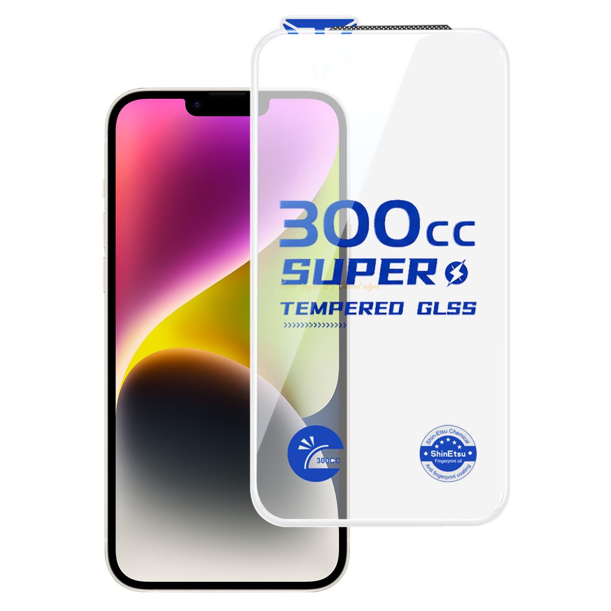 For iPhone 14 Plus 300CC Large Arc Antistatic Corning Gorilla HD Tempered Glass Film, No Retail Package - Shopkiz.com