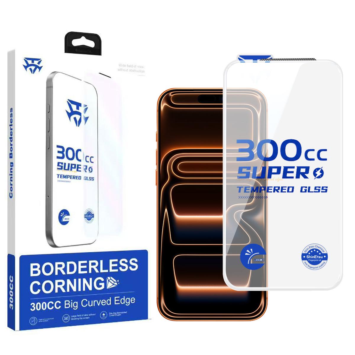 For iPhone 17 Pro Max 300CC Large Arc Antistatic Borderless Corning Gorilla HD Tempered Glass Film, With Retail Package - Shopkiz.com
