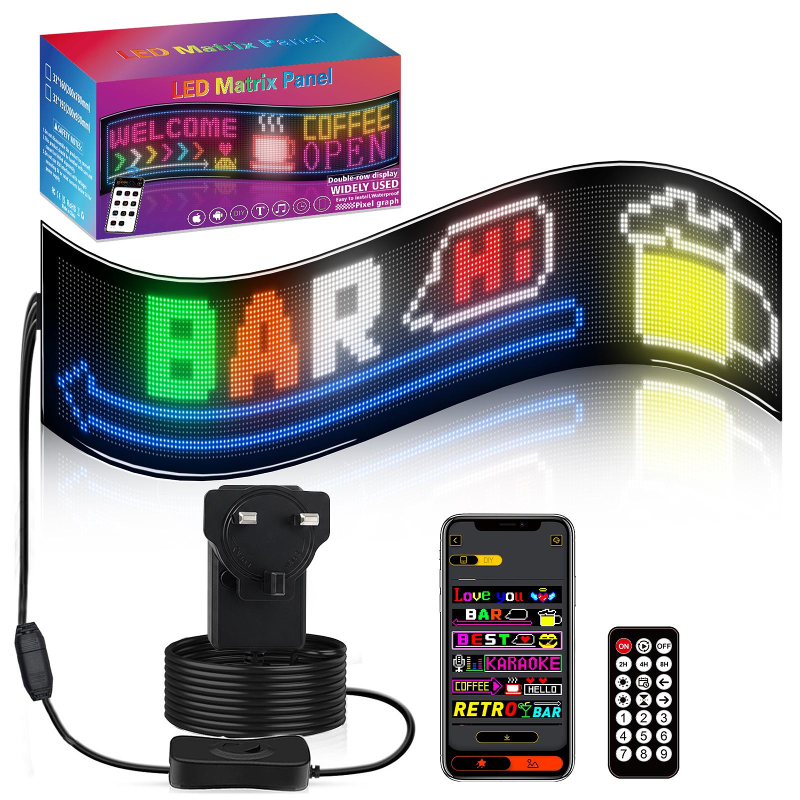 32x192 Pixels Double Row Ultra-Thin Waterproof LED Flexible Advertising Matrix Display Screen(UK Plug) - Shopkiz.com