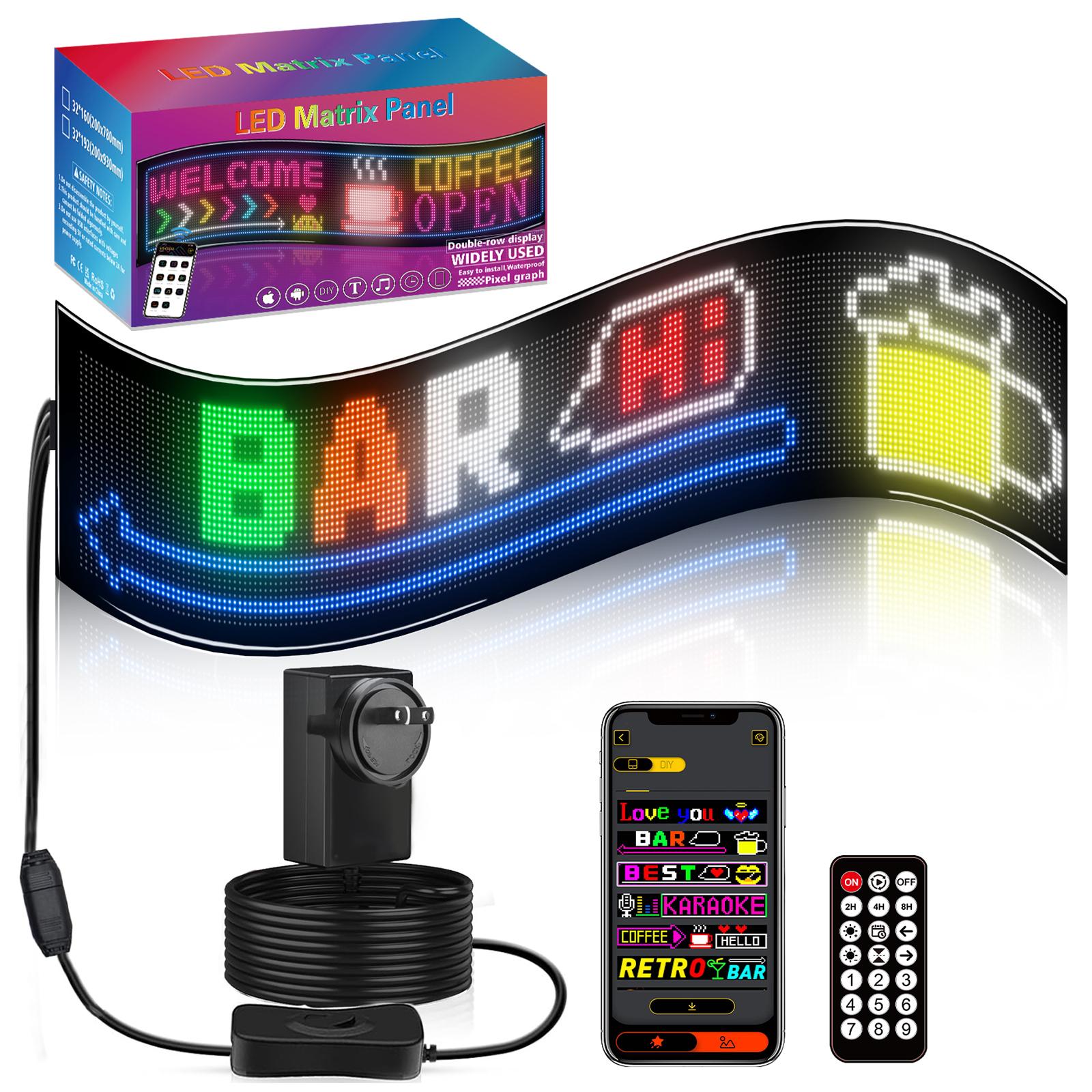 32x192 Pixels Double Row Ultra-Thin Waterproof LED Flexible Advertising Matrix Display Screen(US Plug) - Shopkiz.com