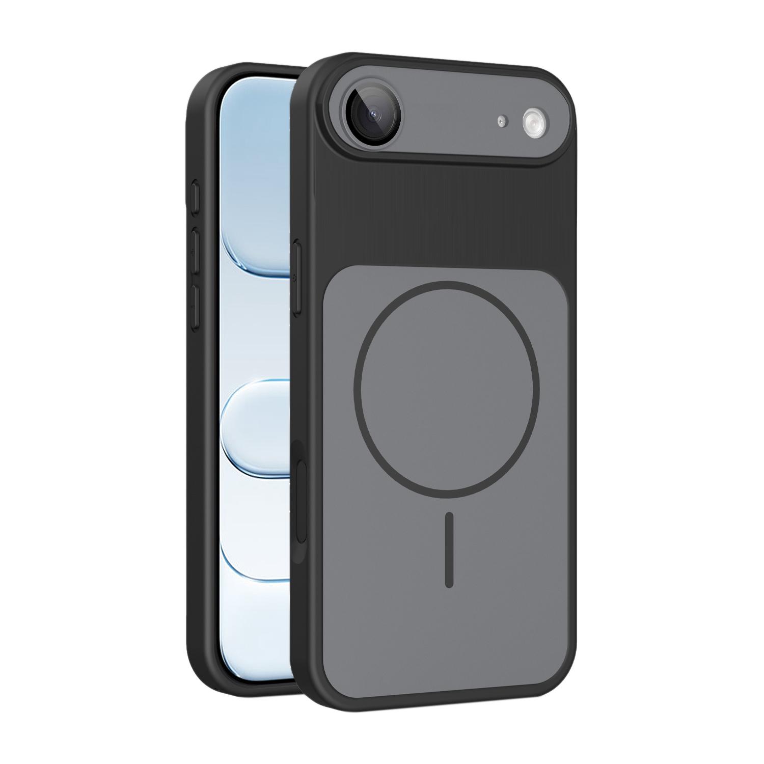 For iPhone Air Shield Contrast Color Magnetic Phone Case with Lens Protector(Black) - Shopkiz.com