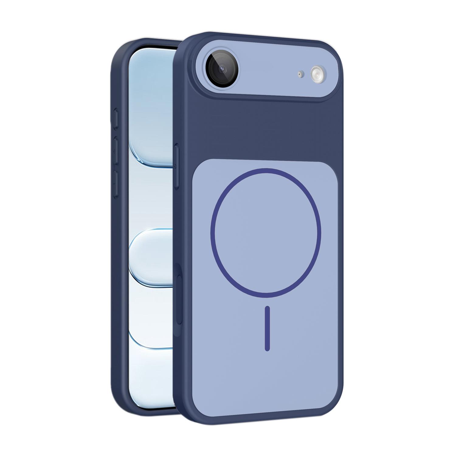 For iPhone Air Shield Contrast Color Magnetic Phone Case with Lens Protector(Blue) - Shopkiz.com