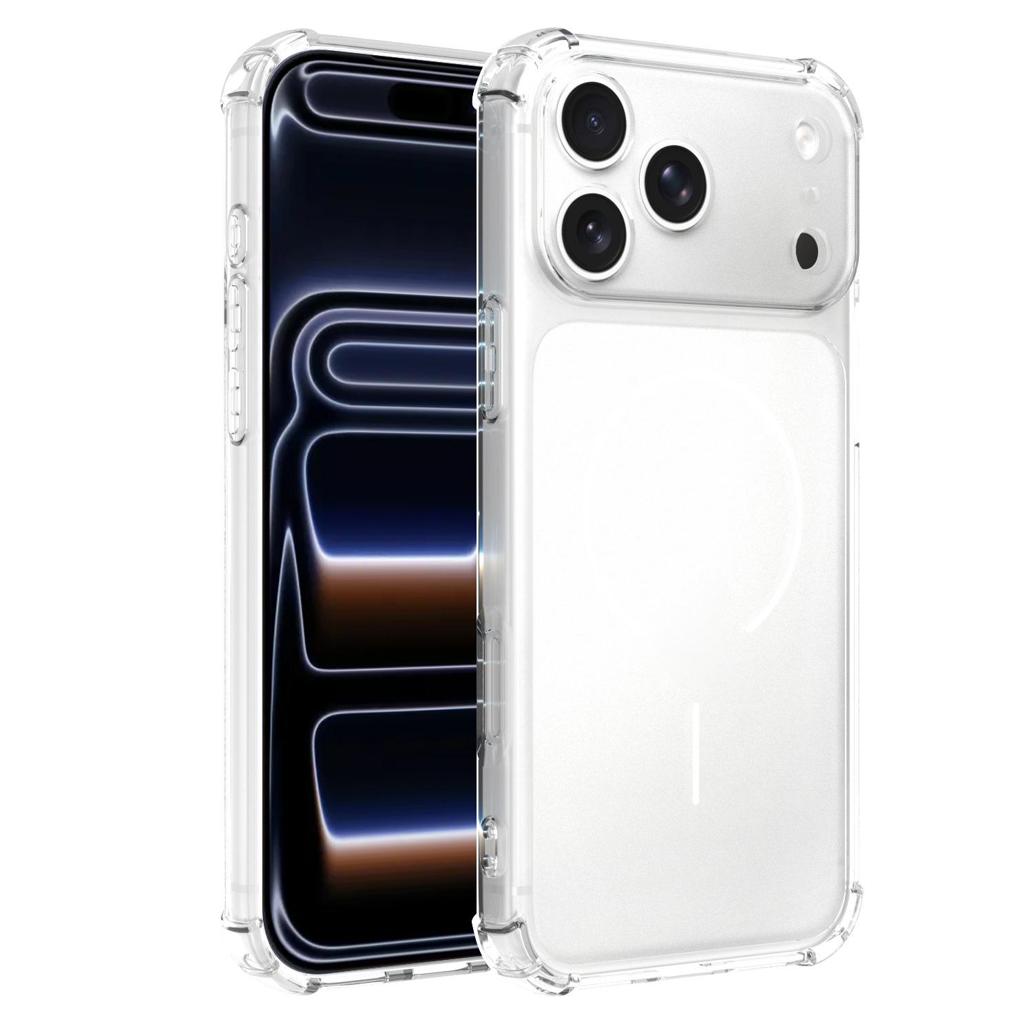 For iPhone 17 Pro Transforms Into 17 Large Window Frosted Airbag Shockproof TPU Phone Case(White) - Shopkiz.com