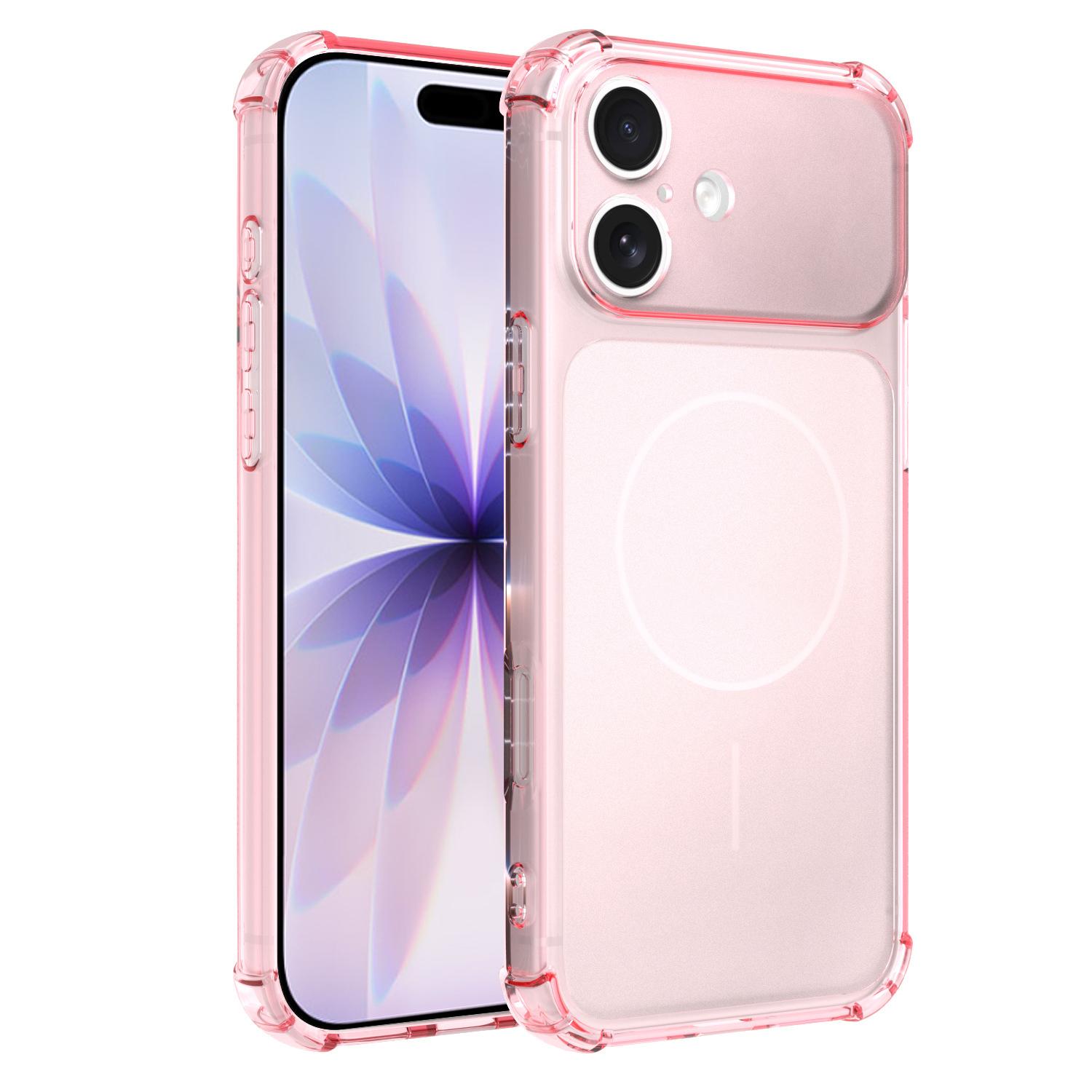 For iPhone 17 Transforms Into 17 Large Window Frosted Airbag Shockproof TPU Phone Case(Pink) - Shopkiz.com