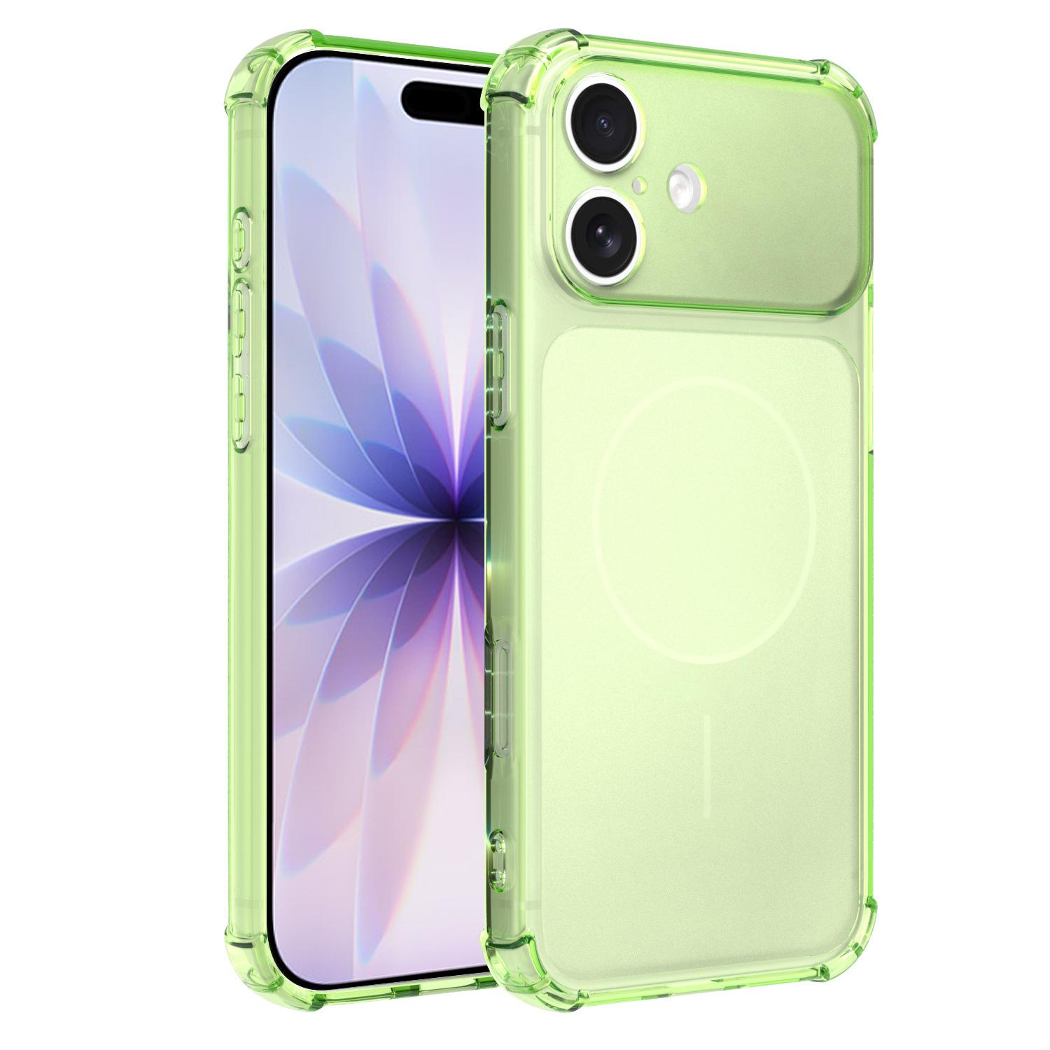 For iPhone 17 Transforms Into 17 Large Window Frosted Airbag Shockproof TPU Phone Case(Green) - Shopkiz.com