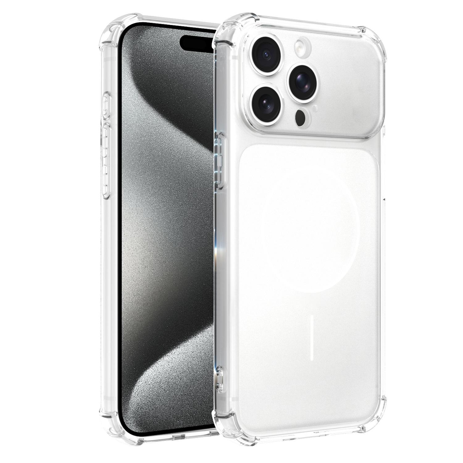For iPhone 15 Pro Transforms Into 17 Large Window Frosted Airbag Shockproof TPU Phone Case(White) - Shopkiz.com