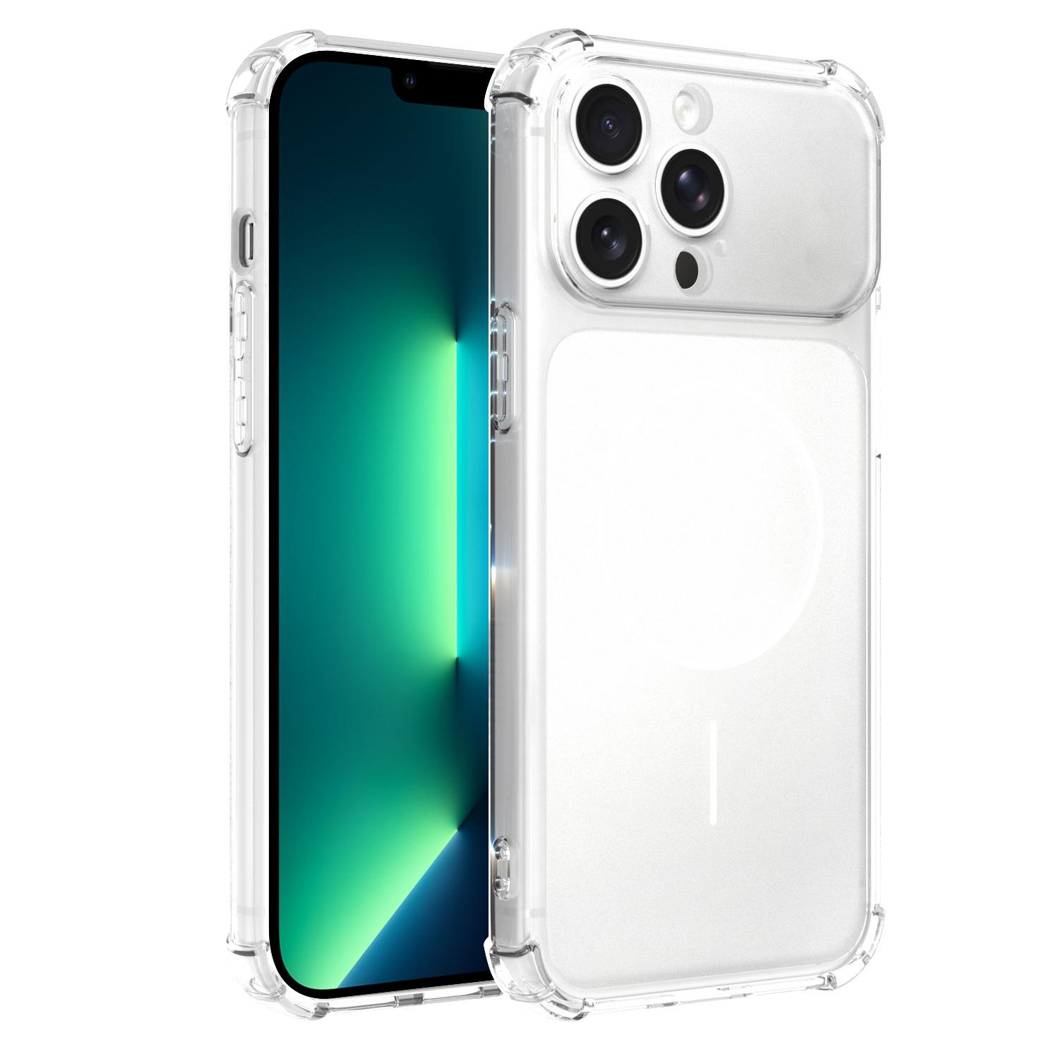For iPhone 13 Pro Max Transforms Into 17 Large Window Frosted Airbag Shockproof TPU Phone Case(White) - Shopkiz.com