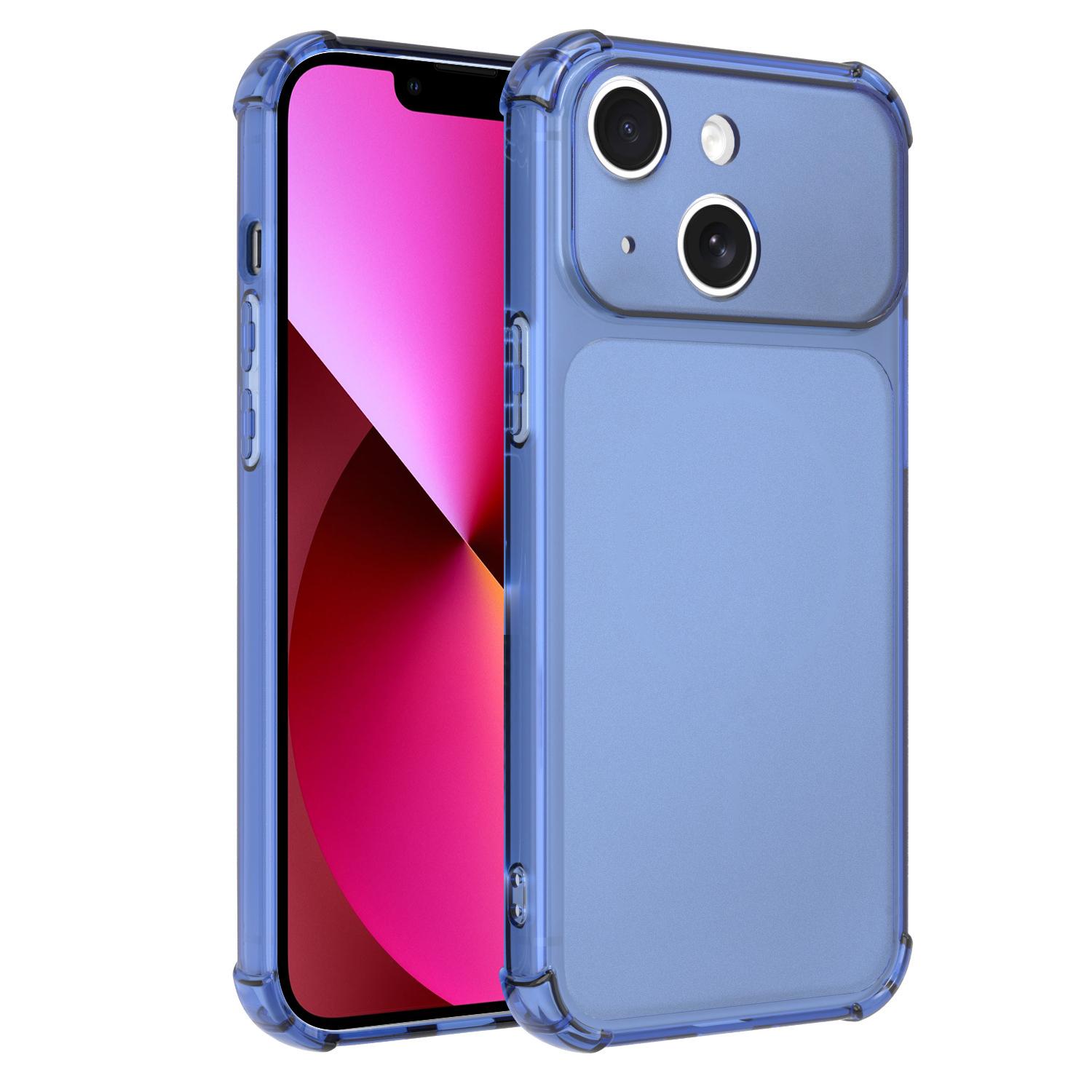 For iPhone 13 Transforms Into 17 Large Window Frosted Airbag Shockproof TPU Phone Case(Blue) - Shopkiz.com
